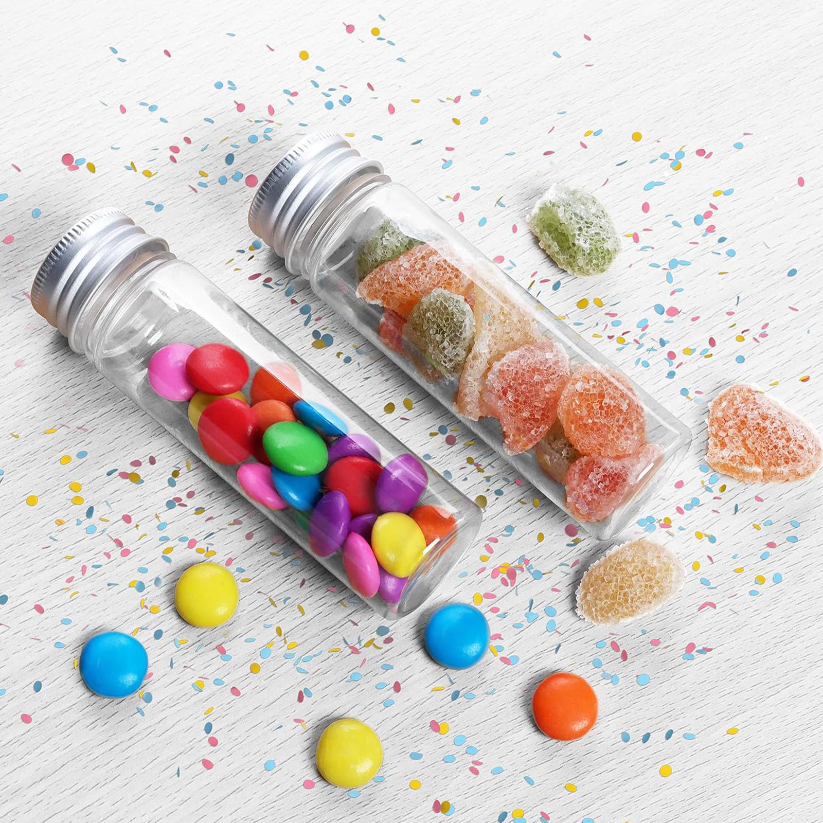 12 Piezas Tubos de Ensayo plastico, Probetas Plastico con Tapon 110ml, Probetas Plastico Transparente para Dulces Semillas, Especias, Líquidos, Artesanías, Plantas