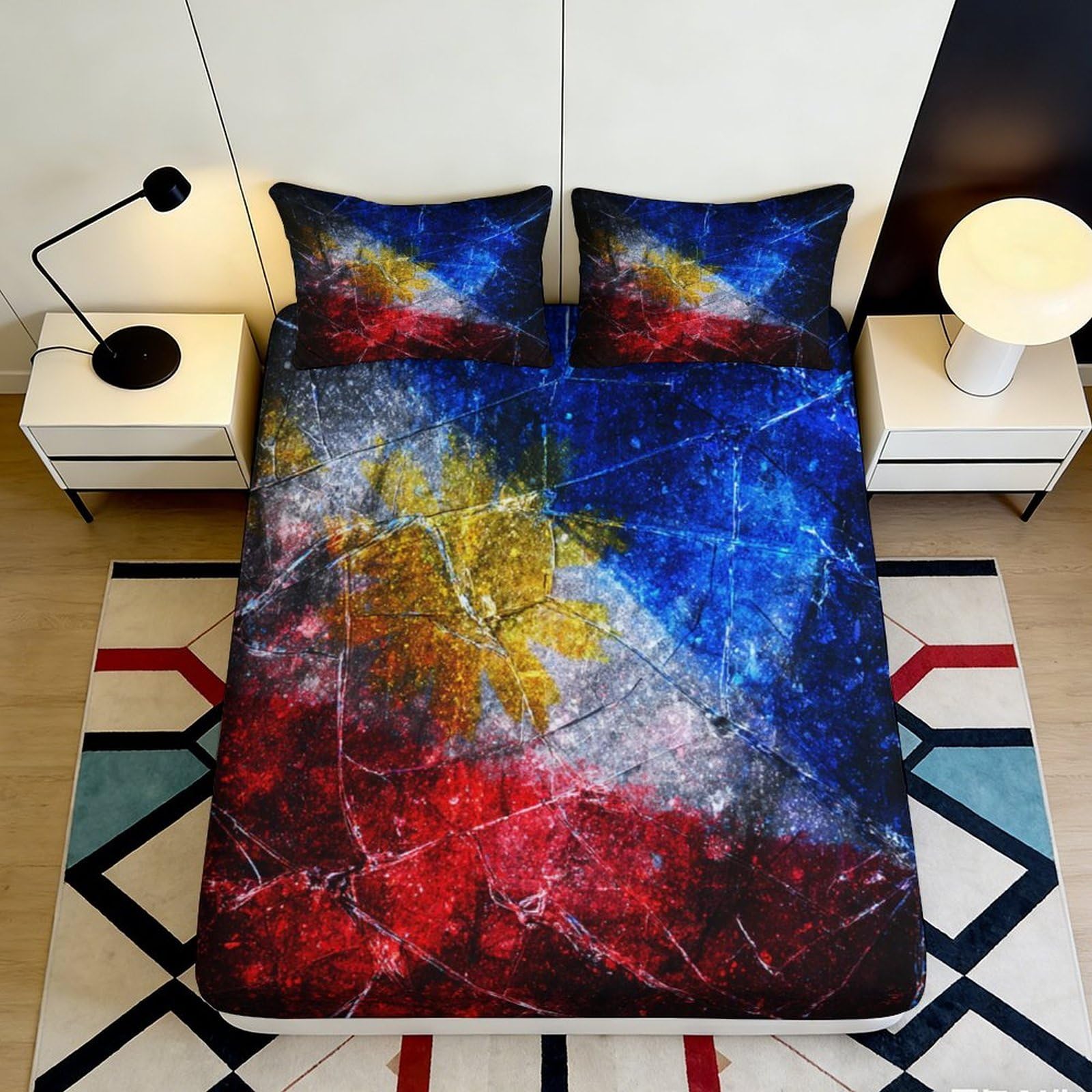 3D Printed Abstract Color Fitted Sheet Microfiber Deep Pocket Bedroom Bedding Set Abstract Mattress Fitted Cover Full Wrap Washable 200x200x25cm 90x200x25cm