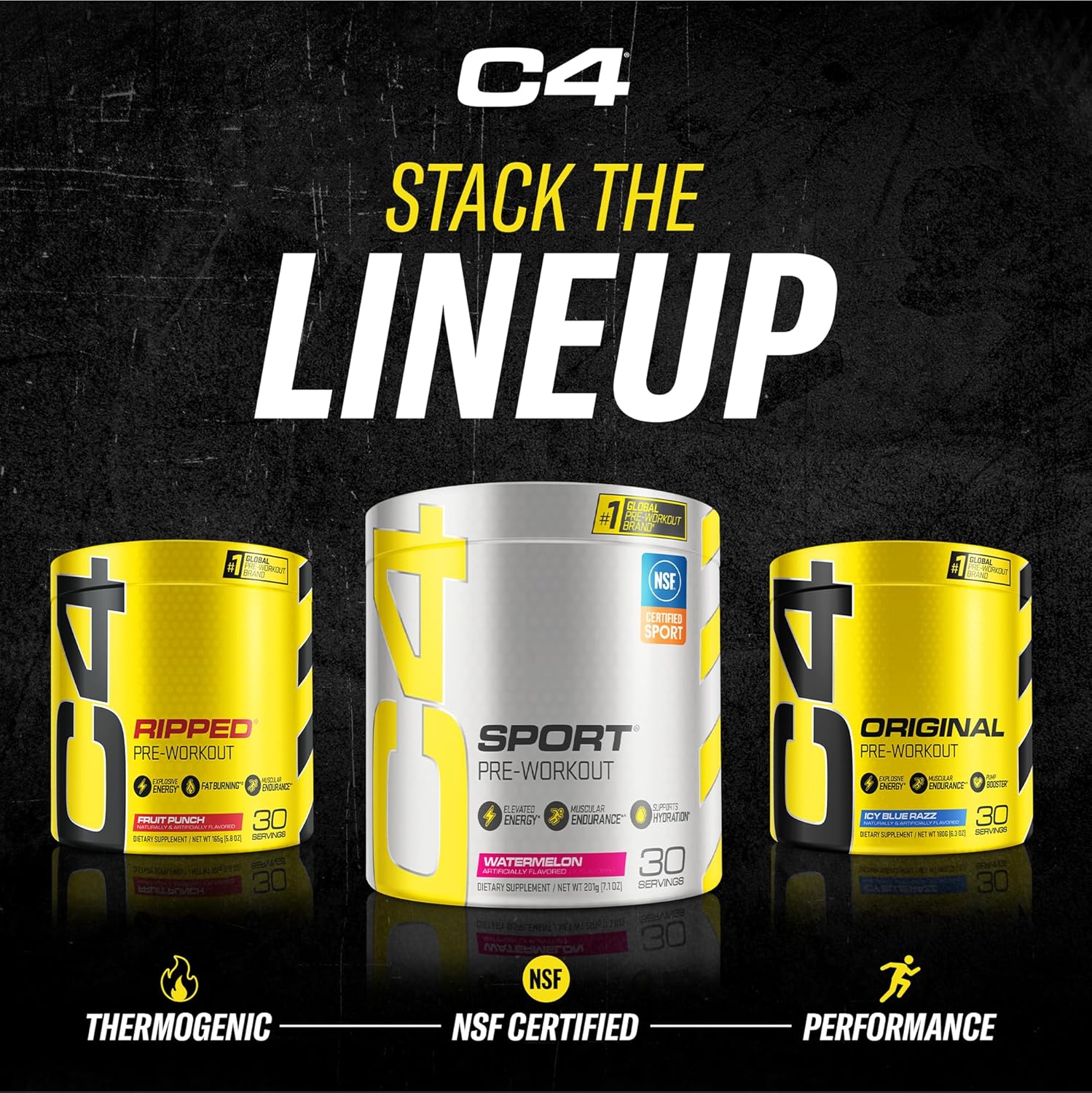 C4 Original Pre-Workout Powder For Endurance, Focus & Performance with 150mg Caffeine, Beta-Alanine, Creatine, Zero Sugar, 30 Servings, Icy Blue Razz