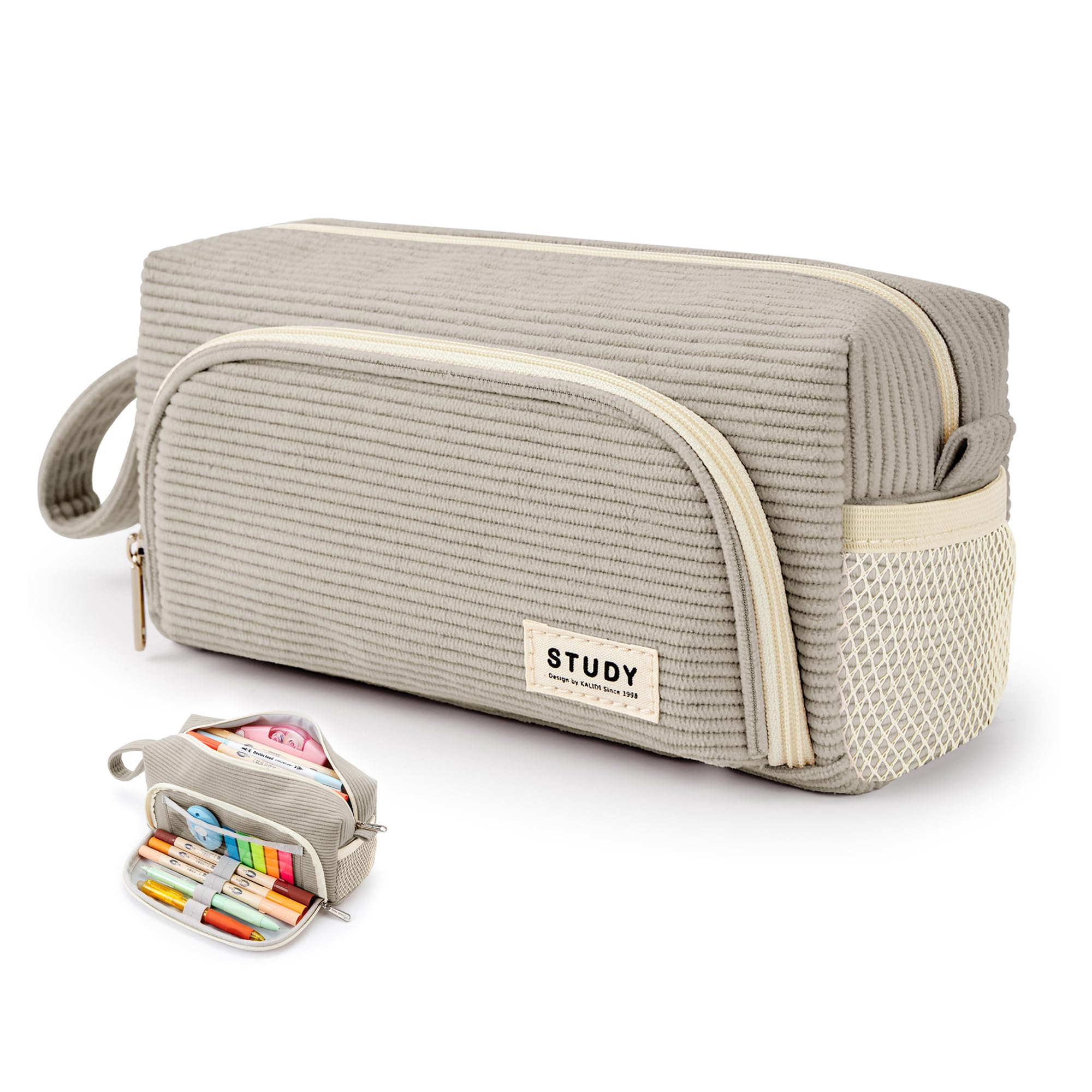KALIDI Federmäppchen Cord-Stoff Pencil case Mäppchen mit grossem Fassungsvermögen Schreibwarenbeutel Bleistift Beutel für Middle School College Office Studentin Mädchen Geschenk