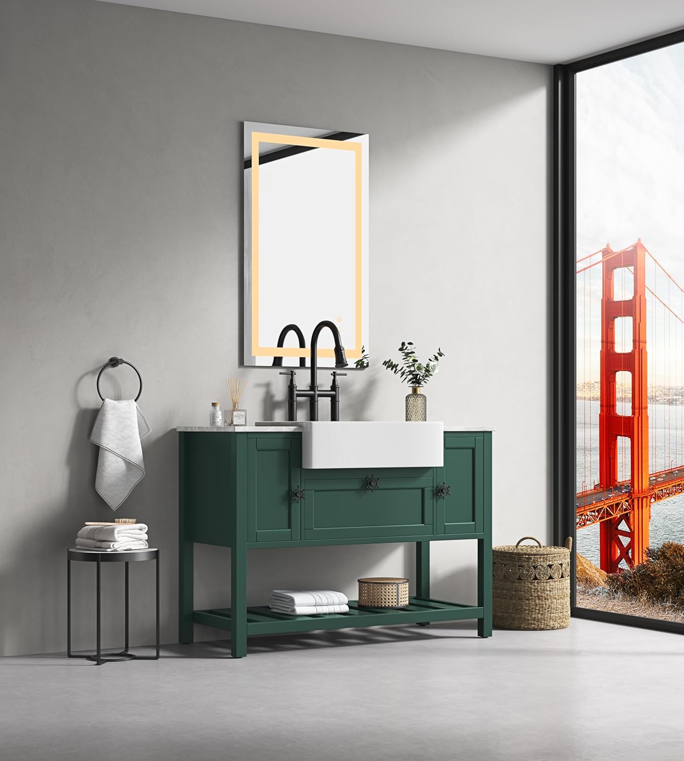 40 x 24 Inch LED Bathroom Mirror with Front and Backlight, Wall Mounted Vanity Mirror, Anti Fog, Memory, 3 Colors, Stepless Dimmable