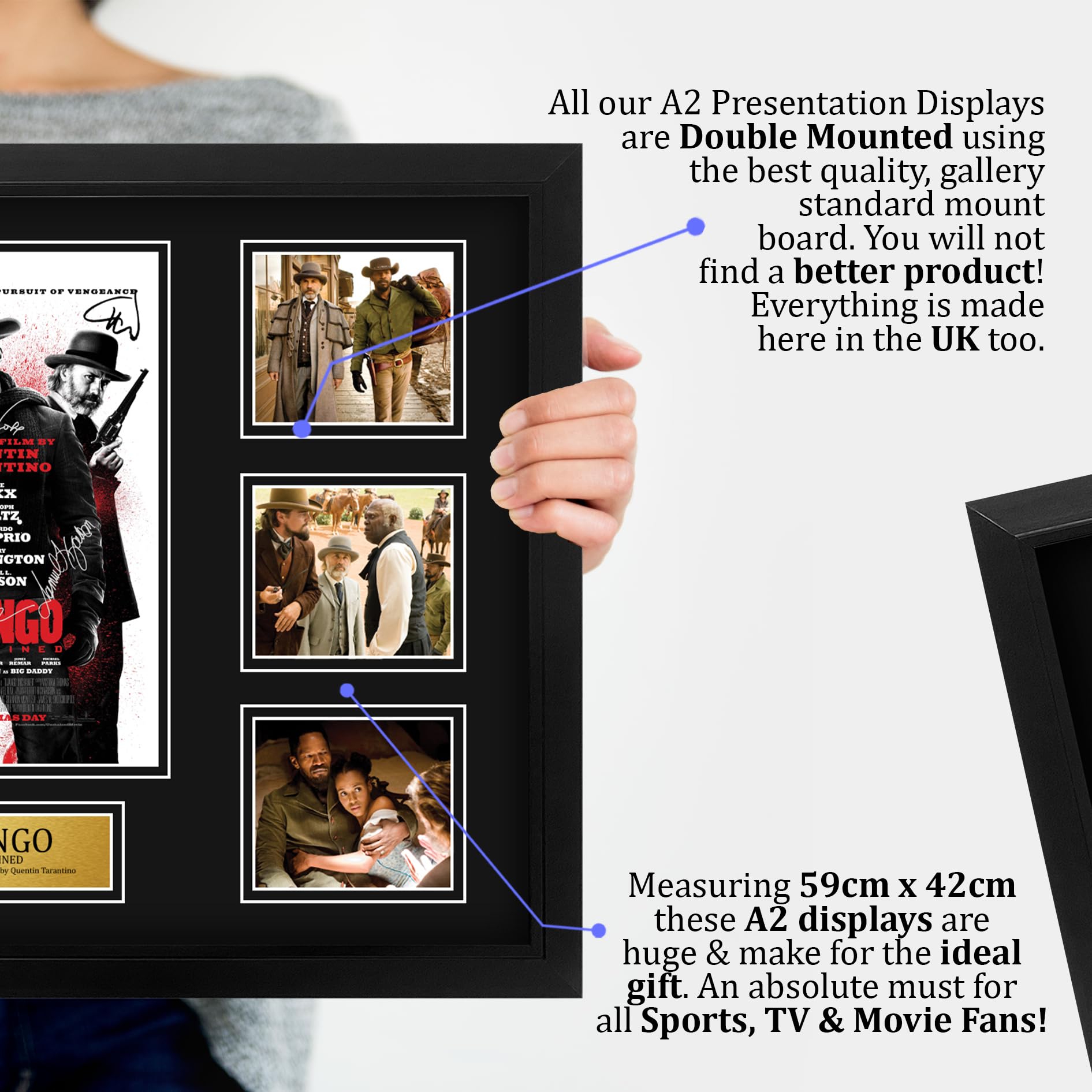 HWC Trading Django Jamie Foxx Regali Stampato Poster Firmato Autografo Immagine Per Film Memorabilia Tifosi - A2 Incorniciato (ID-006458)