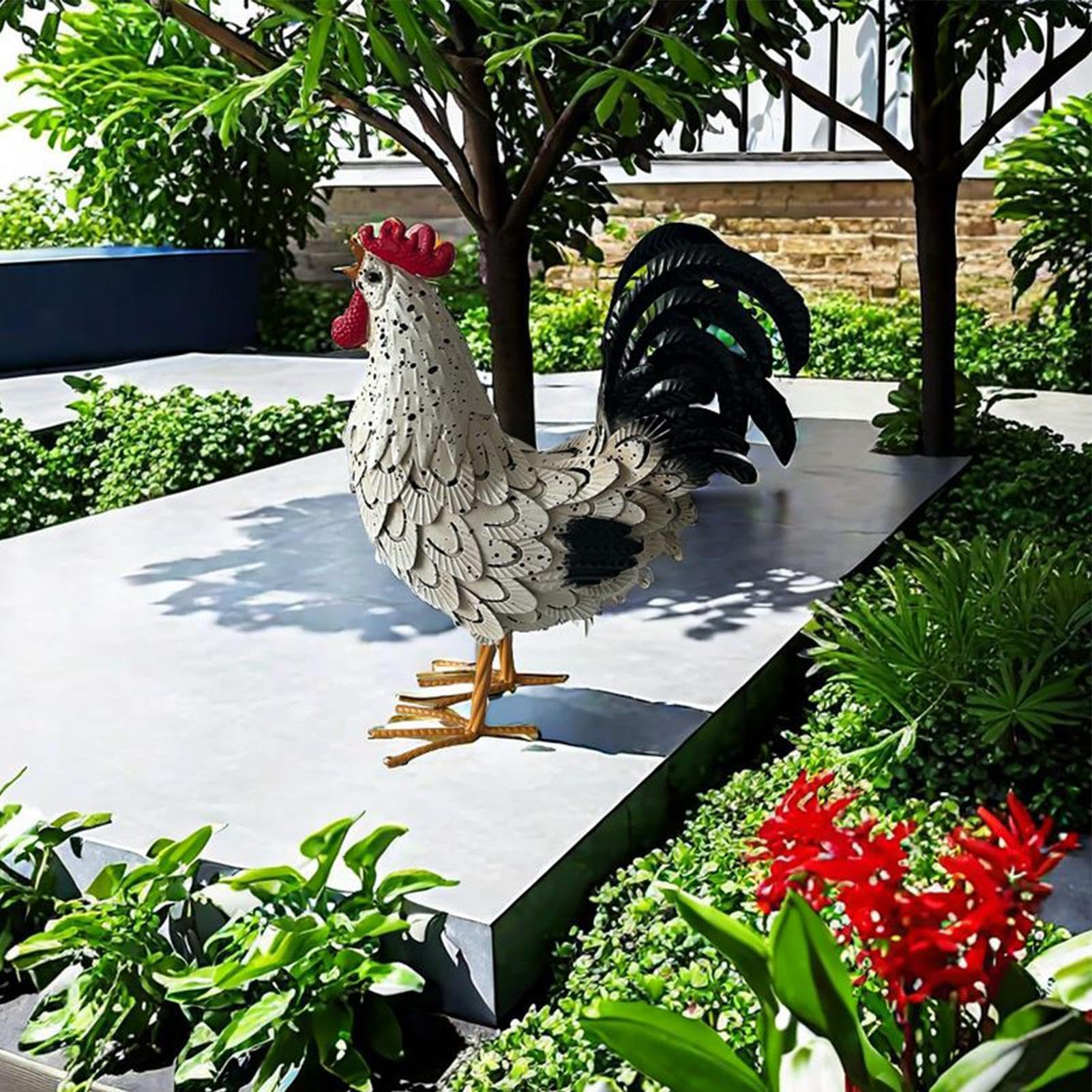Decorazione in metallo a di gallina, statue da giardino a di gallo, decorazione da giardino, decorazione per prato, fattoria, animale in piedi per cortile, patio, decorazioni per