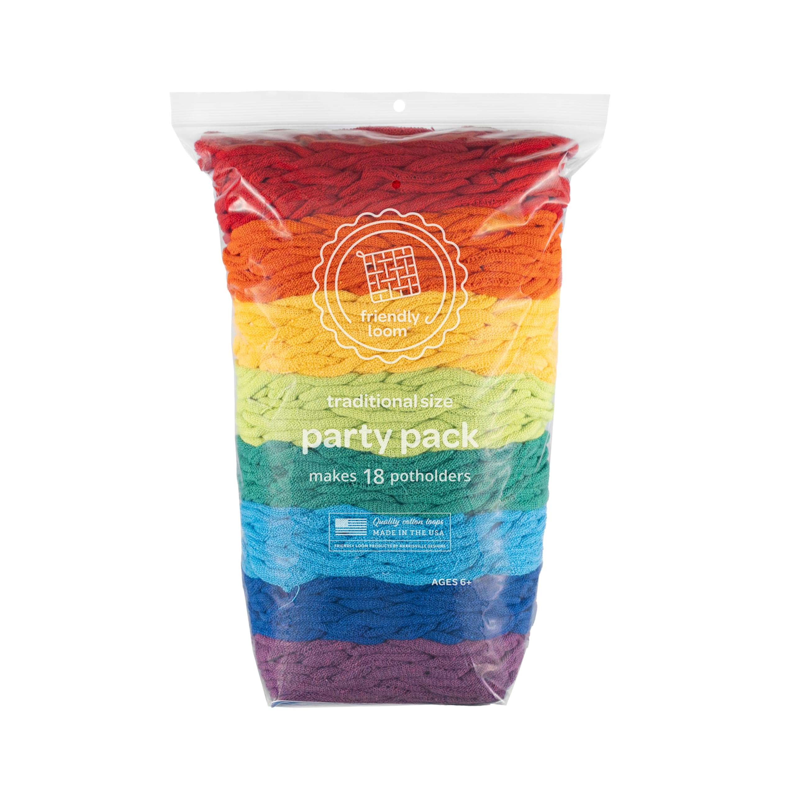 friendly loom Cotton Weaving Loops in Rainbow Colors – 7” Traditional Size | Weave 18 Functional Potholders | Made in The USA