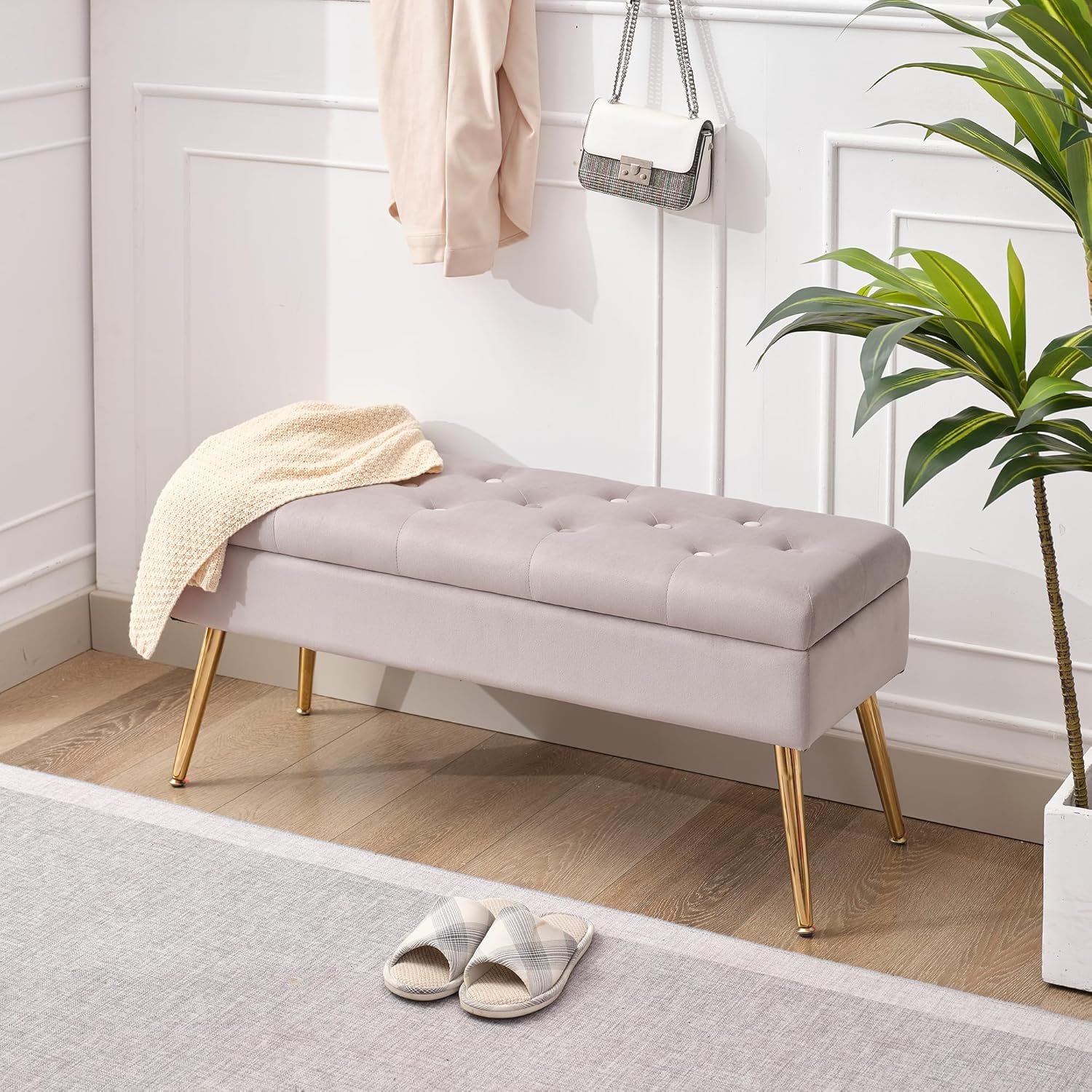 TENLLEY Storage Bench Entryway Bench, Ottoman for Bedroom End of Bed