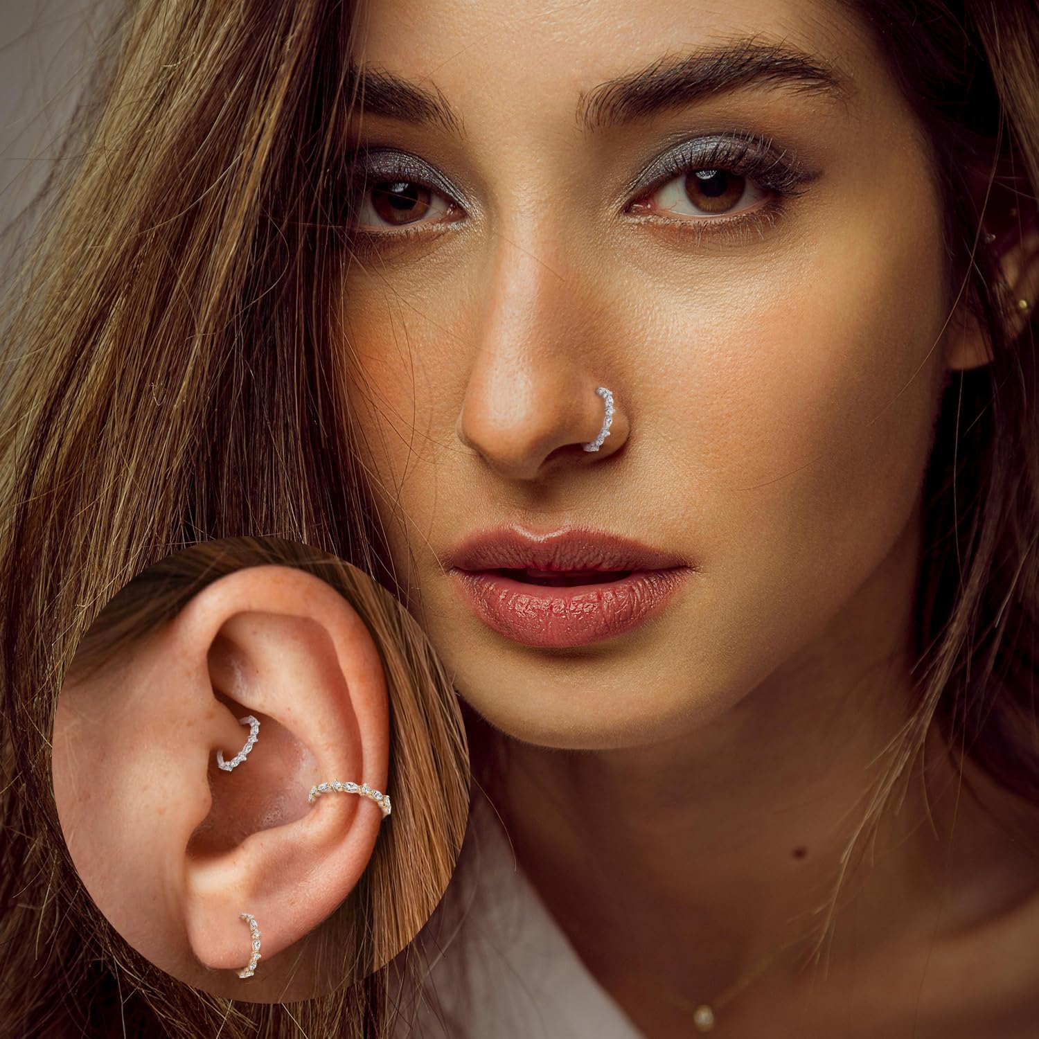 FUNLMO 316L Surgical Steel Nose Ring Septum Ring Cube Zircon Cartilage Earring Conch Tragus Helix Rook Daith Piercing Jewelry - Image 5