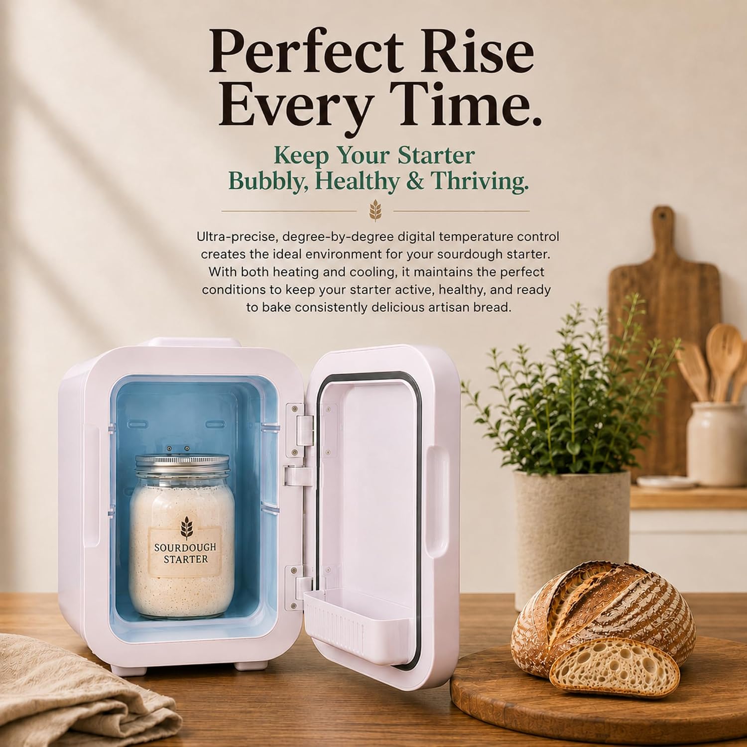 Sourdough Home - Professional Grade Sourdough Starter Home with Precision Heating & Cooling to Maintain Optimal Starter Activity - 1 Year warranty | Fits Large 1L Jars | Perfect Rise Every Time