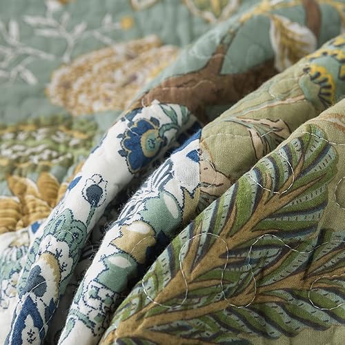 Vista 15 de NEWLAKE - Juego de colchas de algodón, juego de cubiertas de retazos, reversible, patrón azul clásico bohemio Azul,Azul Clásico Royal,Azul/Azul