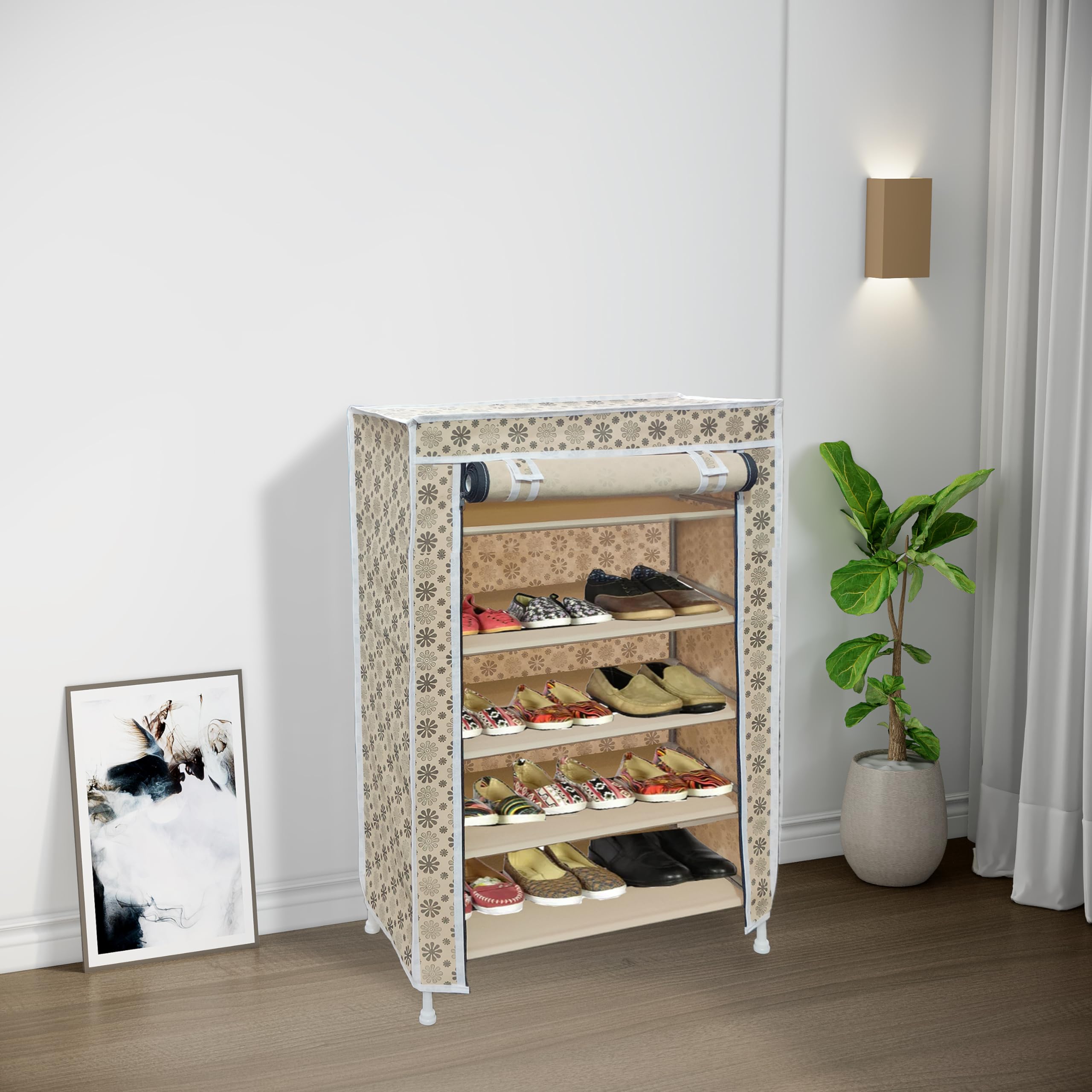 Fabura 5 Layer with Rust Proof PVC Pipe Shoe Rack in Beige Floral Color (B0D2VZ3JWH) Amazon Price History, Amazon Price Tracker