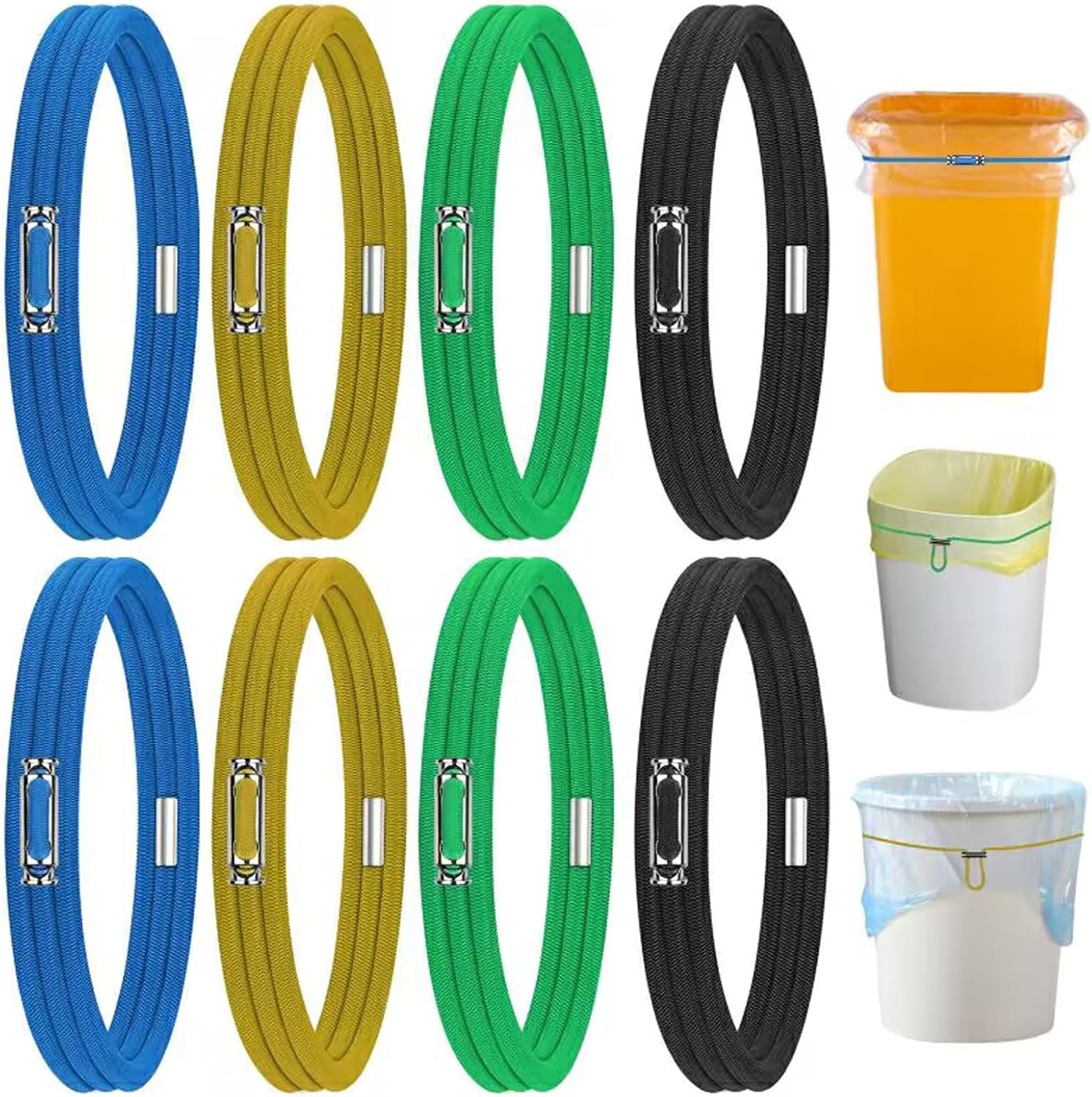 8pcs Trash Can Bands Adjustable Cord Lock Design Gabage