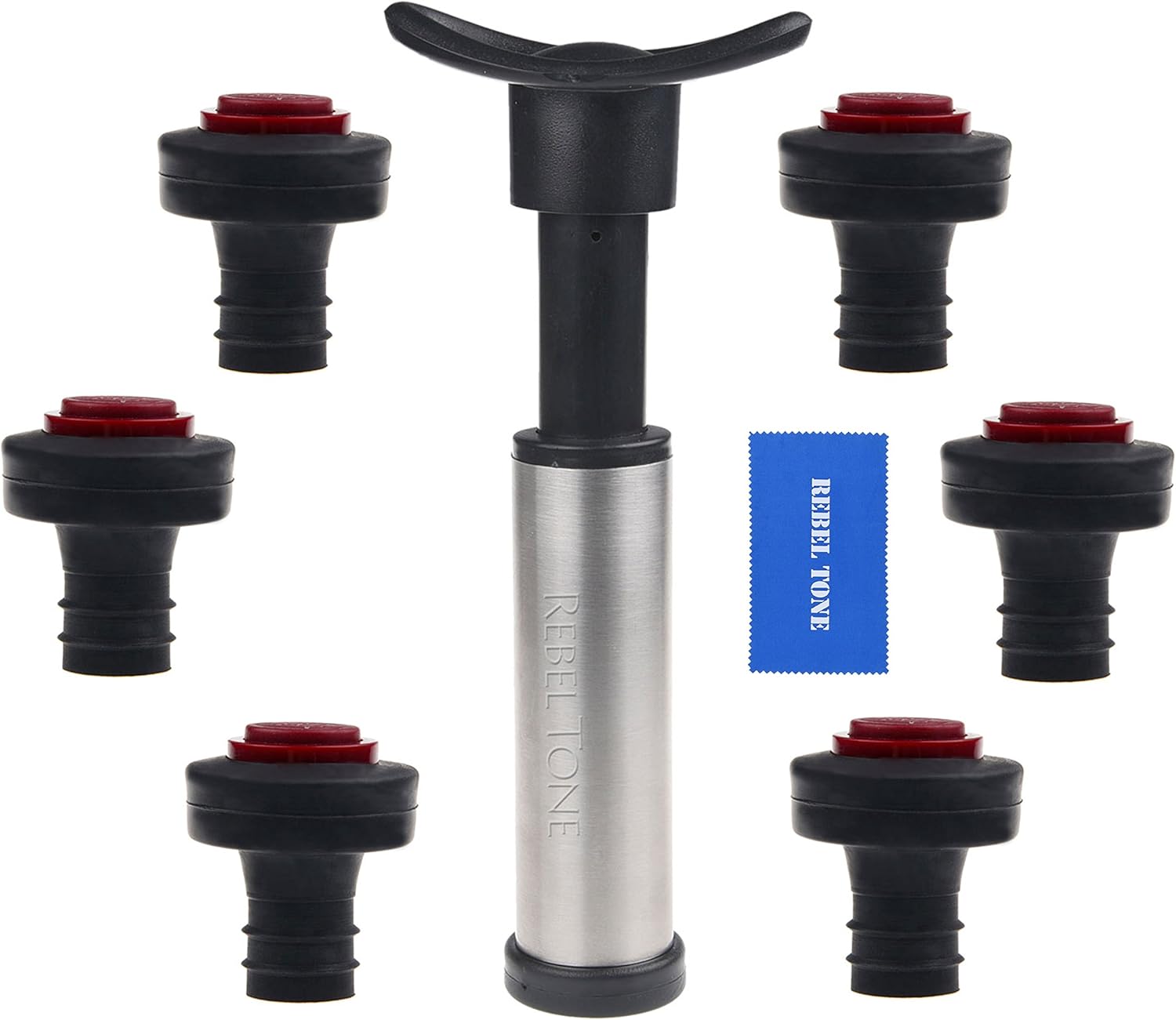 Wine Preserver Pump with 6 Vacuum Bottle Stoppers Pump