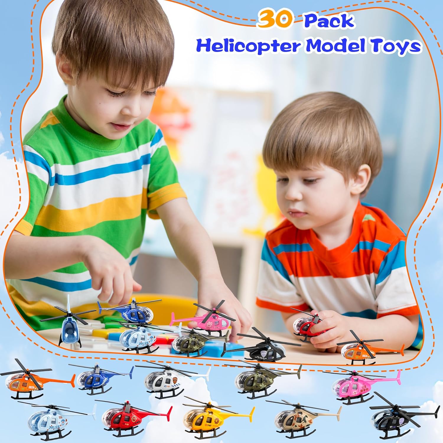 30 Pack Diecast Helicopter Toys Realistic Mini Helicopter Models for Birthday Christmas Party Favors Classroom Rewards, 10 Colors