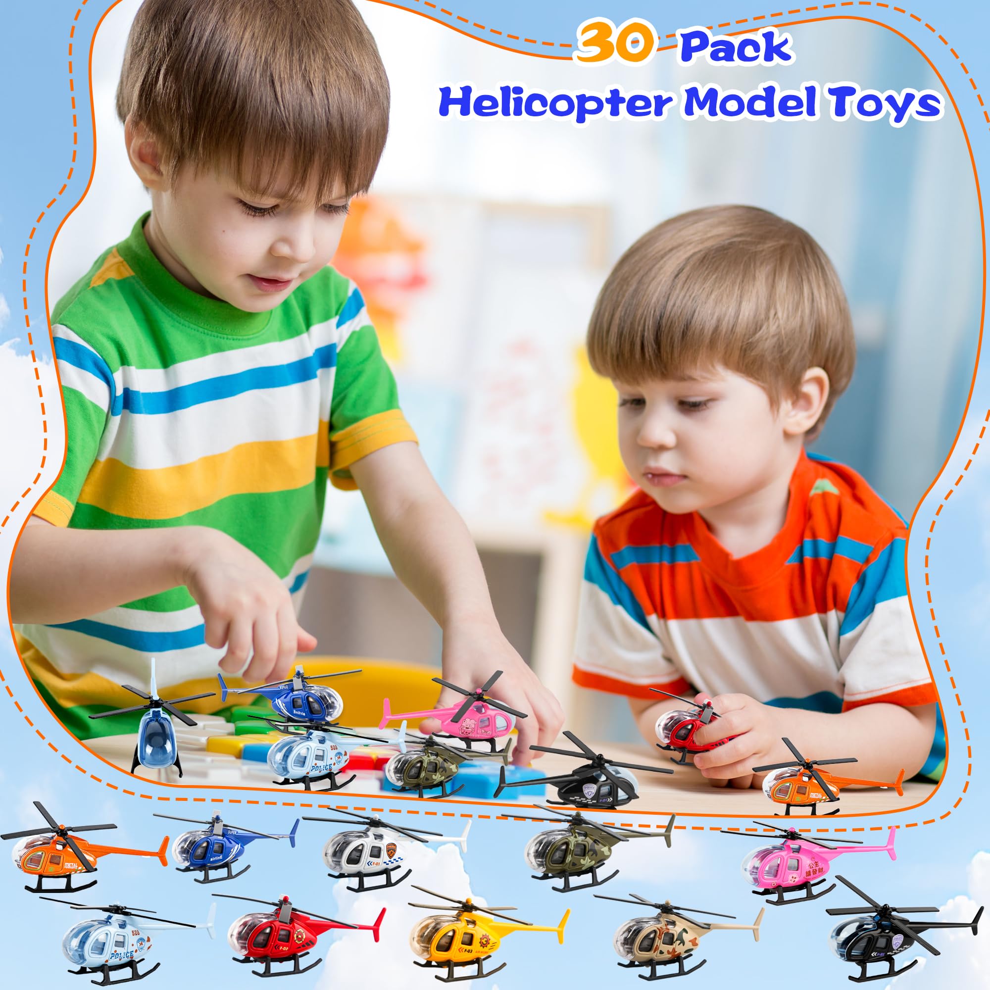 Drayear 30 Pack Diecast Helicopter Toys Realistic Mini Helicopter Models for Birthday Christmas Party Favors Classroom Rewards - Image 4