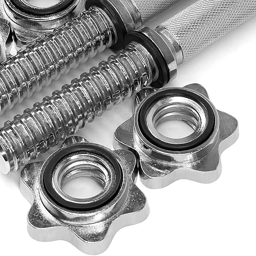 Miniatura 8 de Yes4All Threaded Dumbbell Handles, 14161824 Inch Dumbbell Bar Pair, ChromeRubber Grip, Fit 1 or 1.15" Plates, 4 Star-Lock Collars with