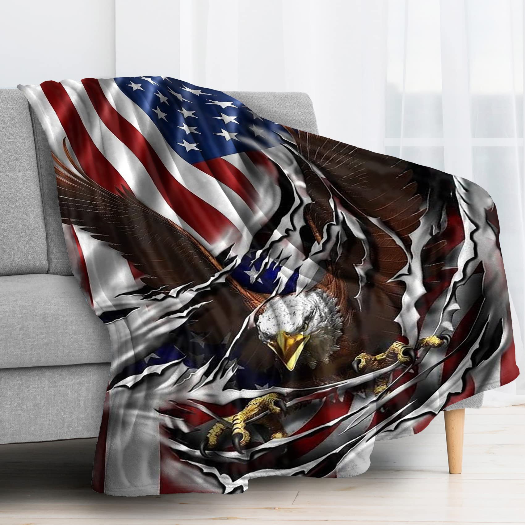 Couverture drapeau américain 200x200 BUKITA plaid canapé lit grand format