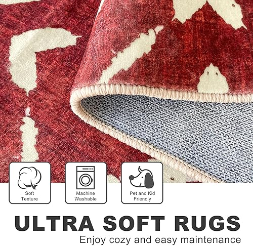 Miniatura 4 de KILOCOCO Alfombra de pasillo de 2 x 8 pies, lavable, antideslizante, de pelo corto, para dormitorio, cocina, sala de estar, baño, alfombra bohemia,