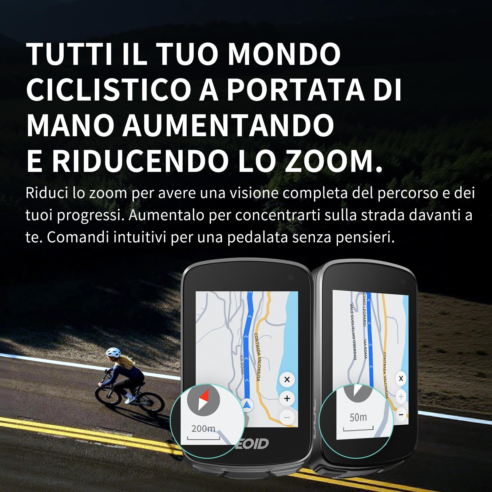 GEOID CC700 Pro GPS Ciclocomputer Touchscreen 2,8 Pollici Mappe Complete IPX7 Impermeabile