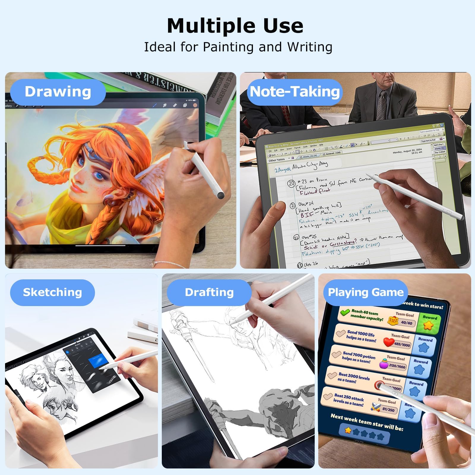 KARFUN Penna ipad 10 generazione,Penna Stilo per iPad 2018-2023,aggiornamento 2 in 1 per iPad 10/9/8/7/6th,Pennino Capacitivo compatibile con Apple iPad Pro 11 e 12,9,iPad Mini 6/5,iPad Air 3/4/5