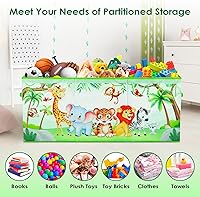 Vista 4 de Cofre de Juguetes Grande Organizador con Tapa Abatible para Niños, Caja de Almacenamiento de Juguetes Oxford Plegable con Asas para Niños y Niñas