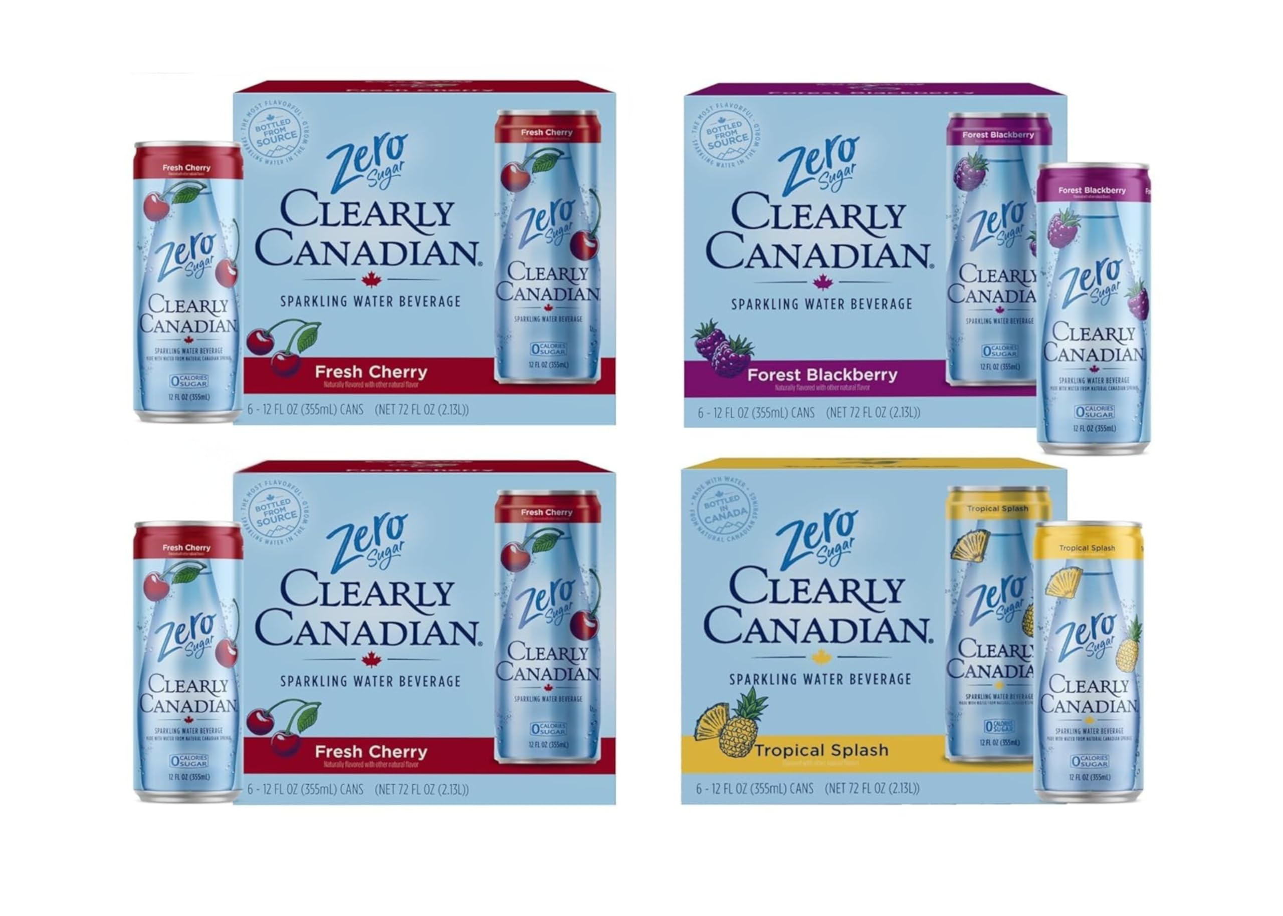 Clearly Canadian Zero Sugar Can Variety Sparkling Water, 24-Pack (Regular & Zero) – Assorted Flavors & Variety Packs – Refreshingly Pure and Naturally