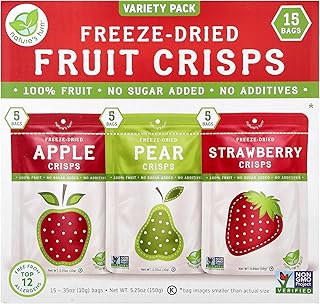 Nature’s Turn Freeze-Dried Fruit Crisps –Healthy, Gluten-Free,Crispy & Delicious, Plant-Based Snack,Ideal for Cereal, Smoothies,School Lunches,& On-the-Go,Lunchbox Snack Variety Bags of 15 (0.35 oz Each)
