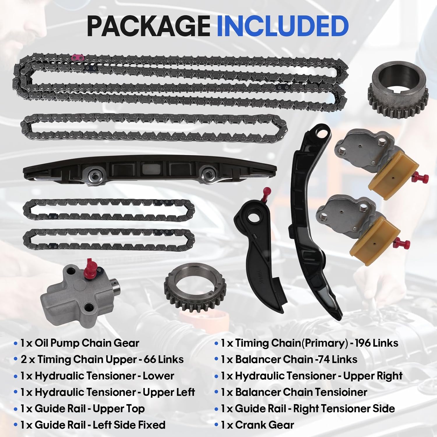 Timing Chain Kit with Water Pump for 2010-2020 Infiniti QX56 QX80, for 5.6L Nissan M56 Q70 NV2500 - OEM Replacement Includes Tensioner, Guide, Sprockets, VK Engine Parts