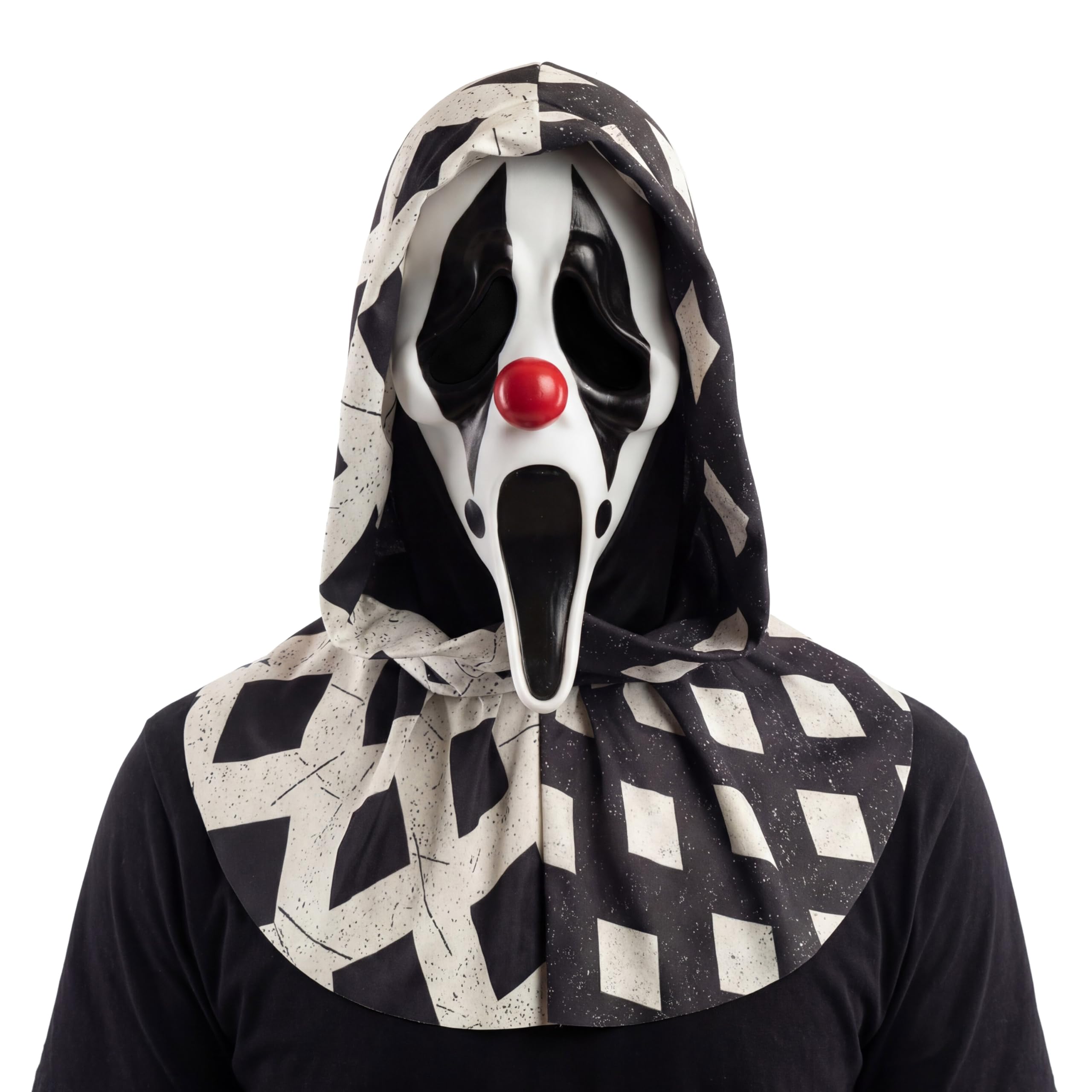 Fun World Ghost Face Adult Clown Mask, One Size, Black/White