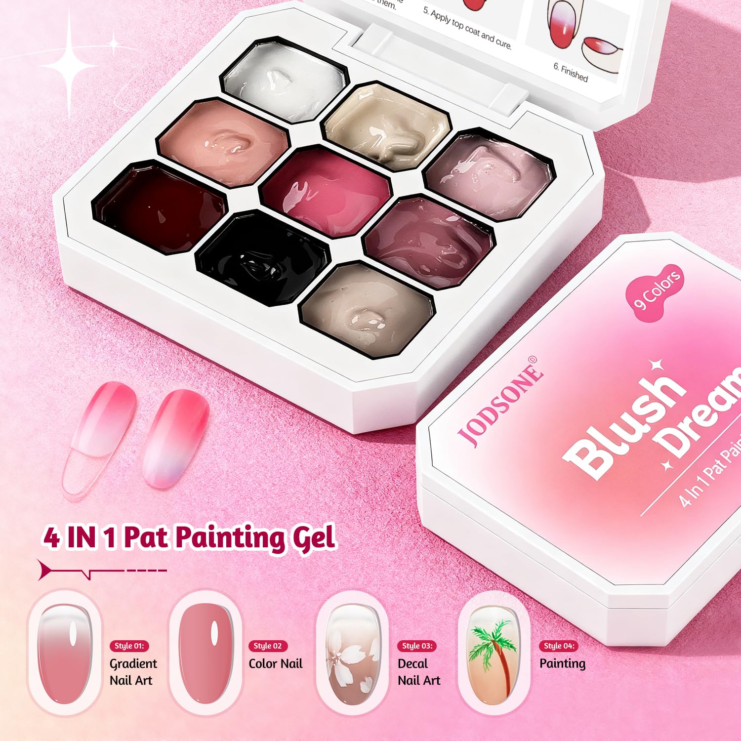 JODSONE 9 couleurs Pat Painting Gradient Blush Effect Gel vernis à ongles Set Painting Nail Art Design Gel pour salon de manucure