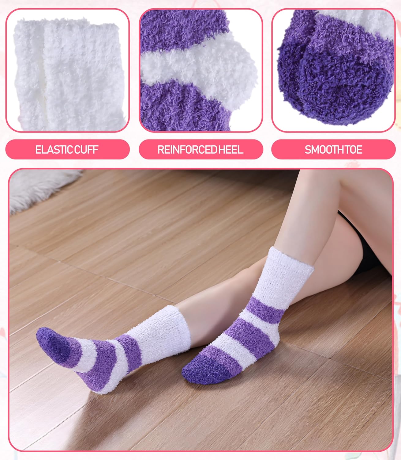 DYW Fuzzy Socks for Women Fluffy Winter Warm Slipper Soft Cozy Home Sleeping Socks 5 Pairs - Image 6