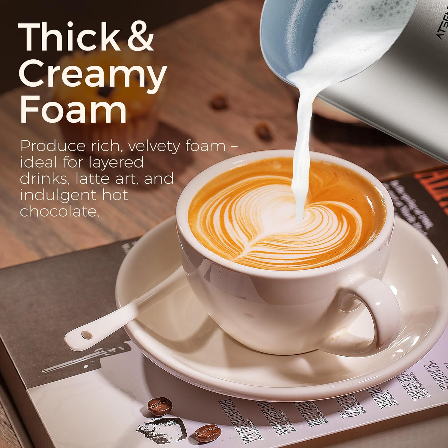 Milk Frother and Steamer, 6-in-1 Hot and Cold Foam Maker, Electric Milk Steamer with Auto Shut-Off and Milk Warmer for Coffee, Latte, Cappuccino, Hot Chocolate, (Silver)