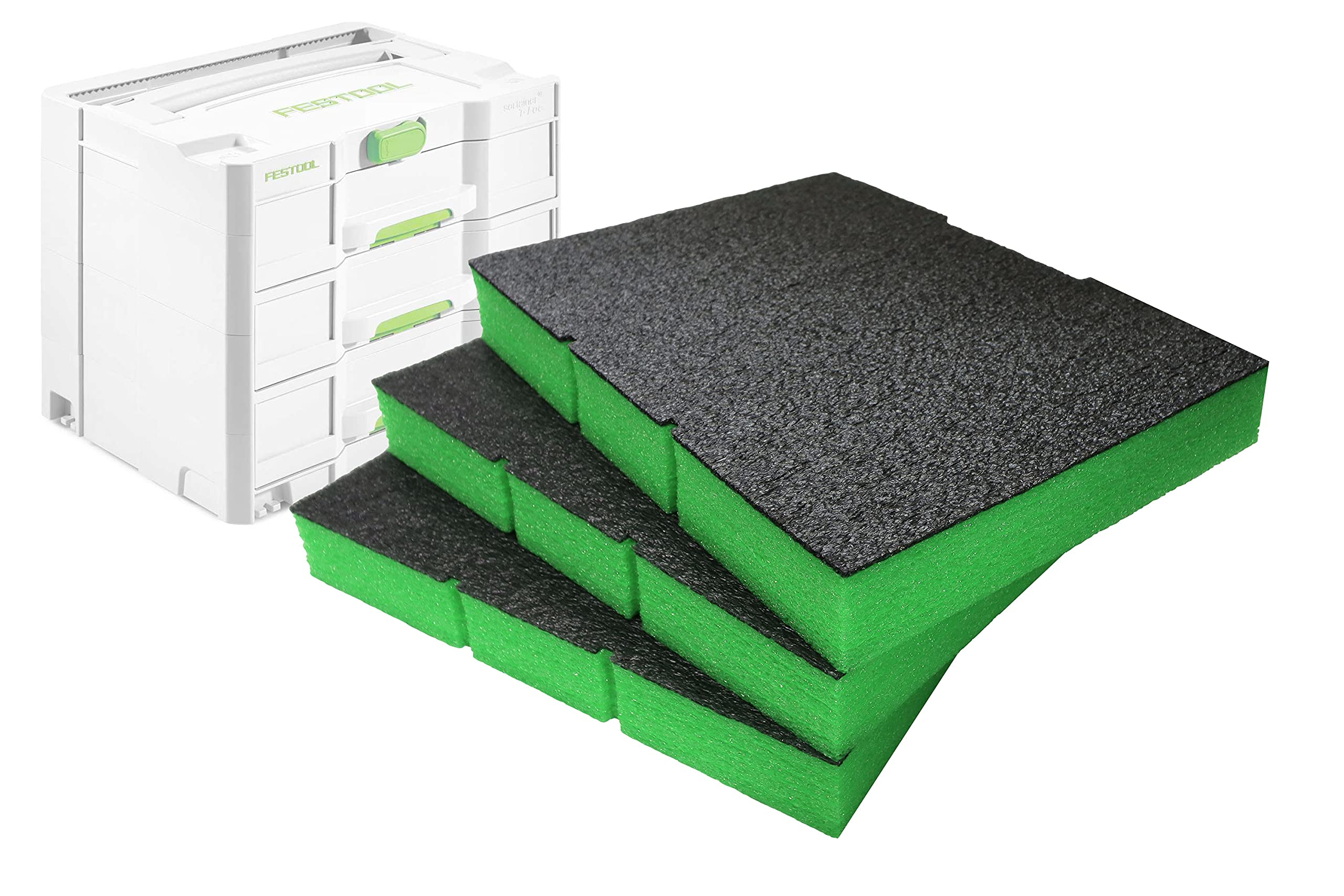 Shadow Foam Sortainer Inserts – Perfect fit for Sortainer SYS4 TL-SORT/3 [Green 50mm Triple Pack] Foam Inserts for Festool, Panasonic & Tanos Sortainer Modular Toolbox | Tool Storage & Organisation