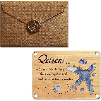 Money Gift Travel Wish Filler Money Gift Packaging Made of Wood Money Gifts Birthday Greeting Card for Boyfriend Congratulations Card for Women Men Bride and Groom Celebration Travel Fund Birthday Wedding