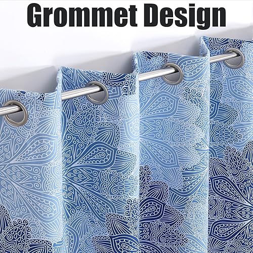 Miniatura 4 de Xwincel Cortinas opacas bohemias completas para dormitorio, decoración floral de mandala floreciente, tratamiento de ventana, aislamiento térmico,