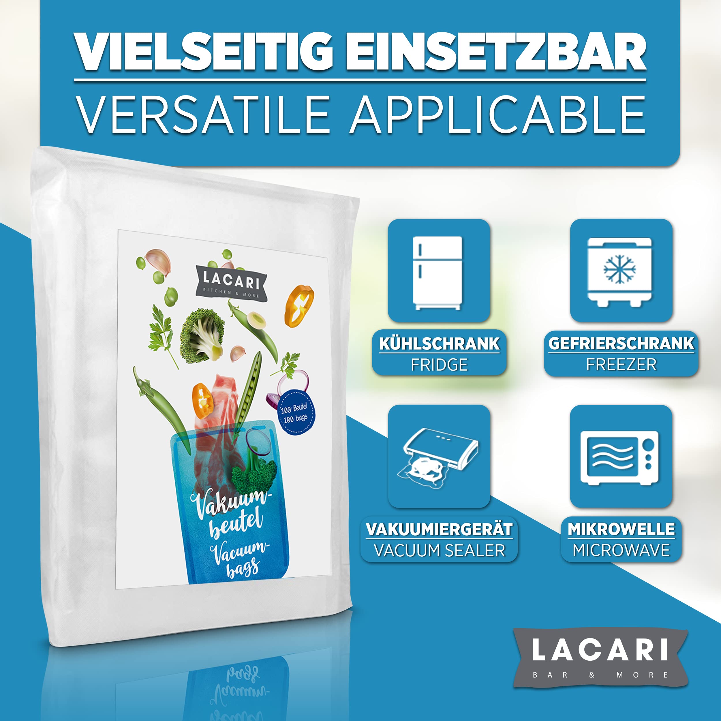 Vakuumbeutel 20,3x50,8 Cm, 3 Stück – BPA-frei, Für Alle Vakuumiergeräte, Gefrier- Und Kochfest