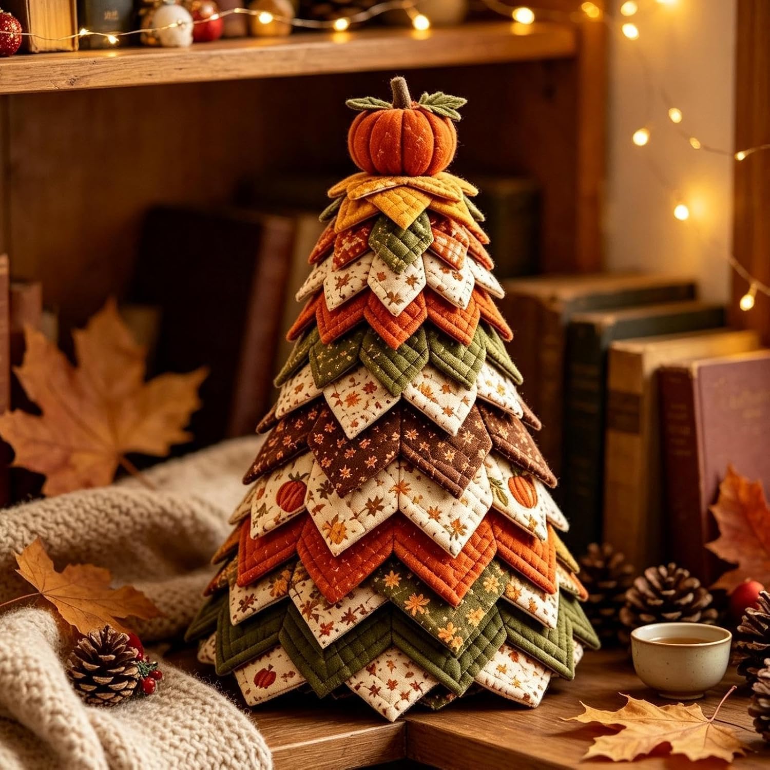 Fabric Christmas Tree Kit, Multi-Layer Handmade, Fall Harvest Ornament