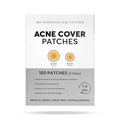 Parches hidrocoloides invisibles para espinillas para cara (180 unidades)  espinilla, acné, parche de espinillas y calcomanías para acné para cara,