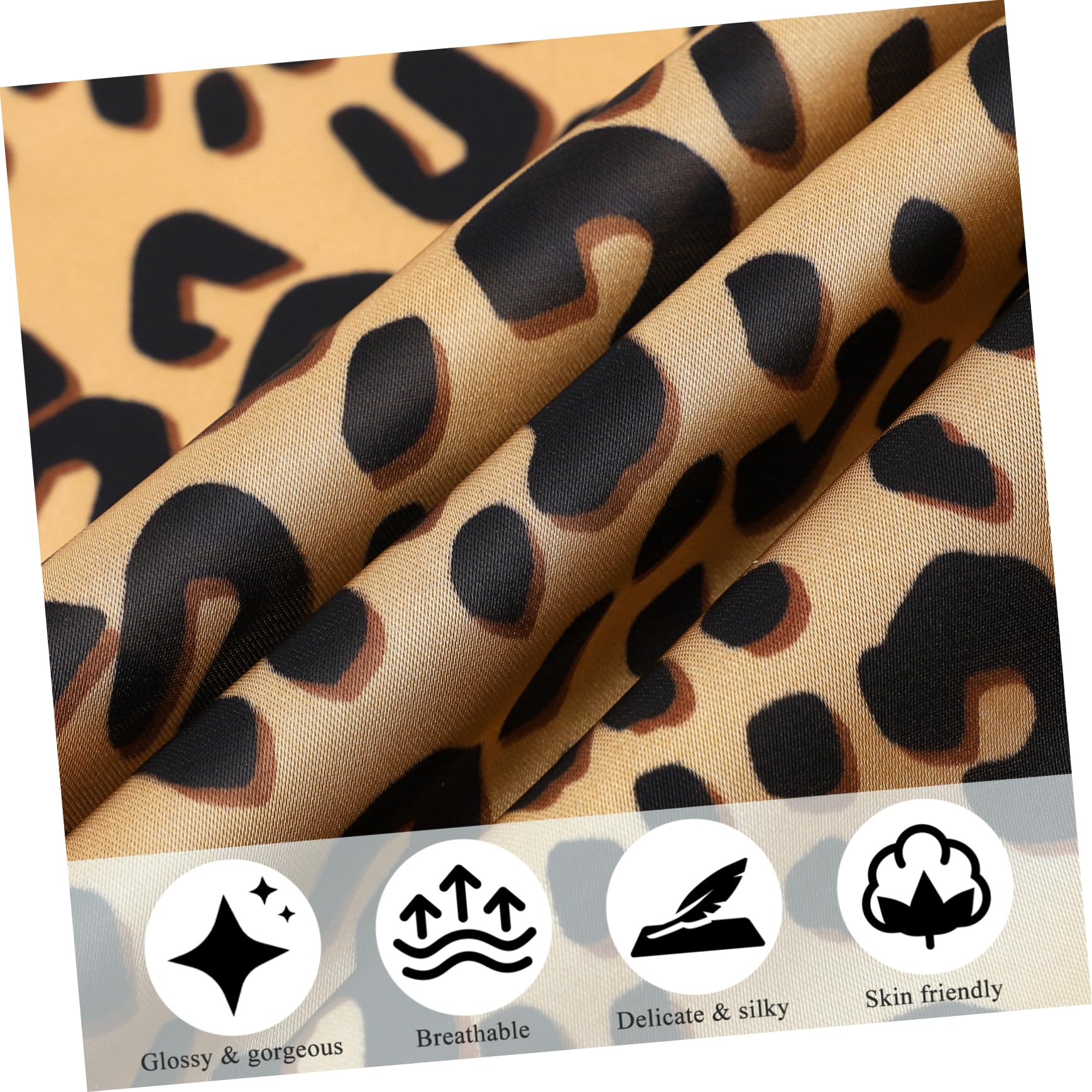 VANZACK Bufanda Cuadrada de Seda Fina Estampado Leopardo, Pañuelo para Mujer, Accesorio Ligero para Bolso, Uso Diario y Obsequio Día Madre, Tamaño 70x70 Cm, Color Negro Color Aleatorio
