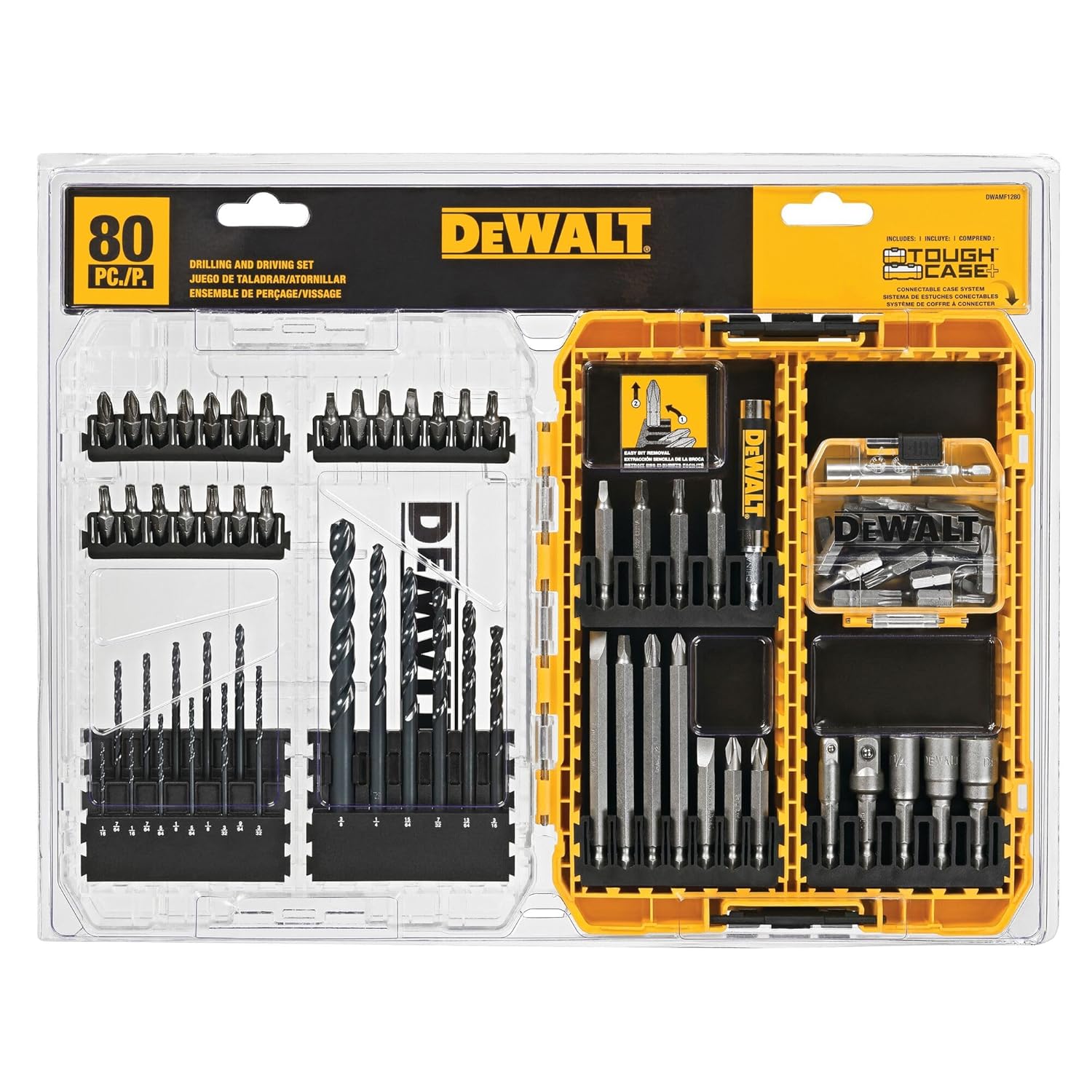 DEWALT Drill Bit Set/Screwdriver Set, 80-Piece (DWAMF1280), Yellow