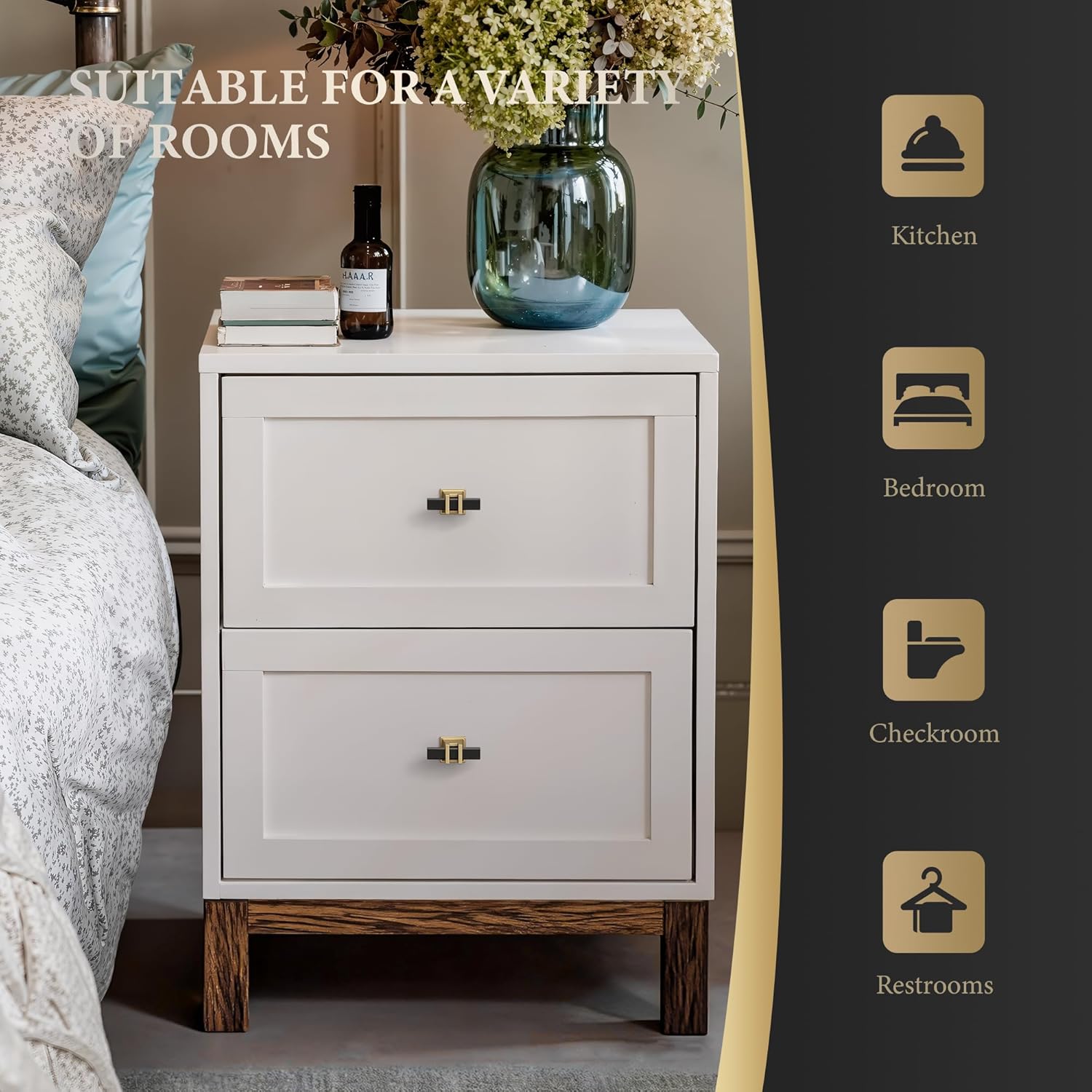 Haliwu 10 Pack Cabinet Knobs, Black&Gold Kitchen Dresser Drawer Handles, T-bar Hardware T-bar knob Black & Matte Gold 10