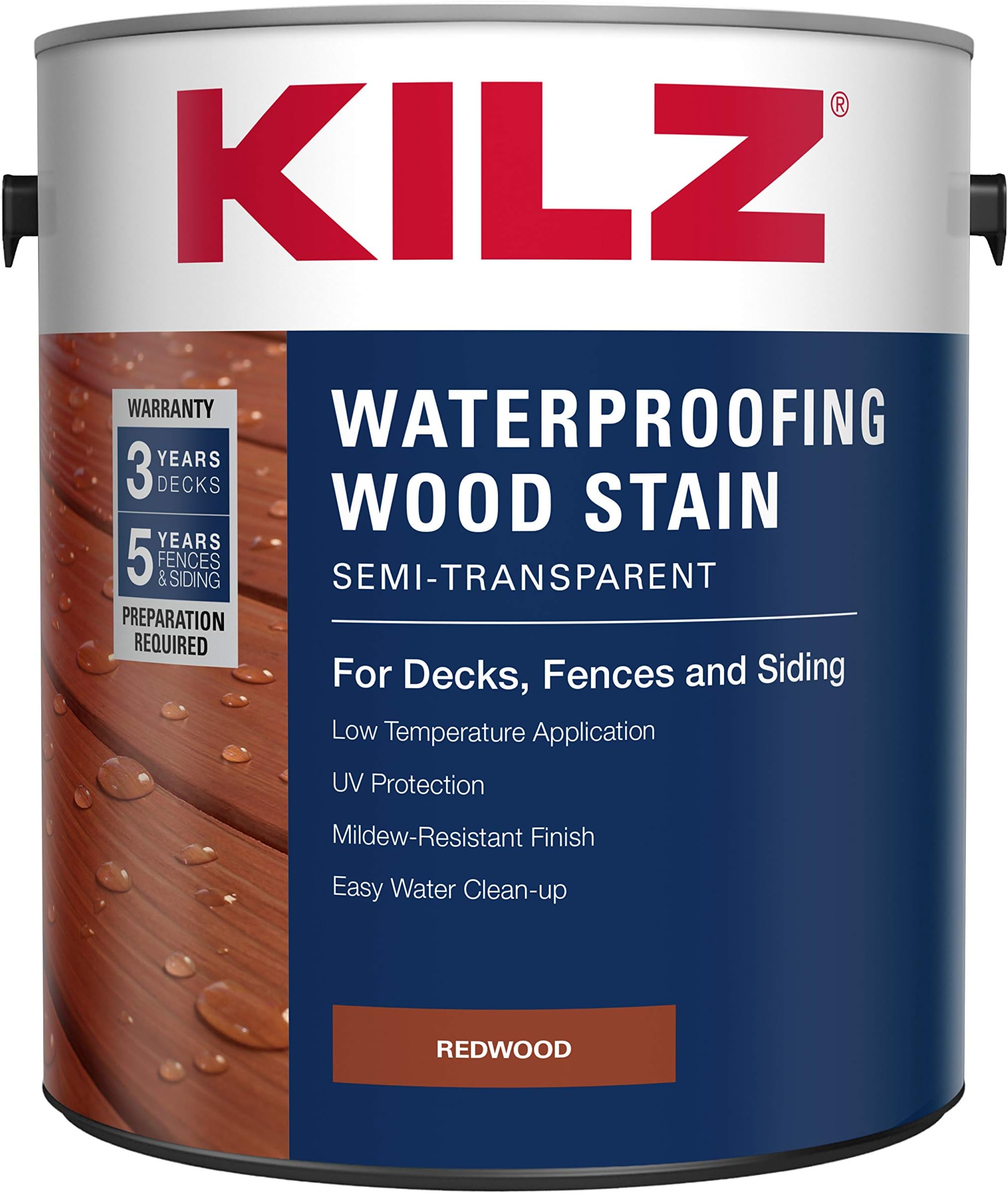 Waterproofing Wood Stain, Exterior, Semi-Transparent, Redwood, 1 Gallon