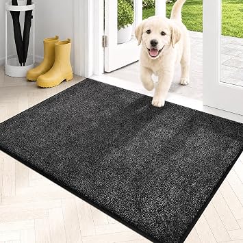 PURRUGS Dirt Trapping Indoor Door Mat, 24" x 35.5", Charcoal
