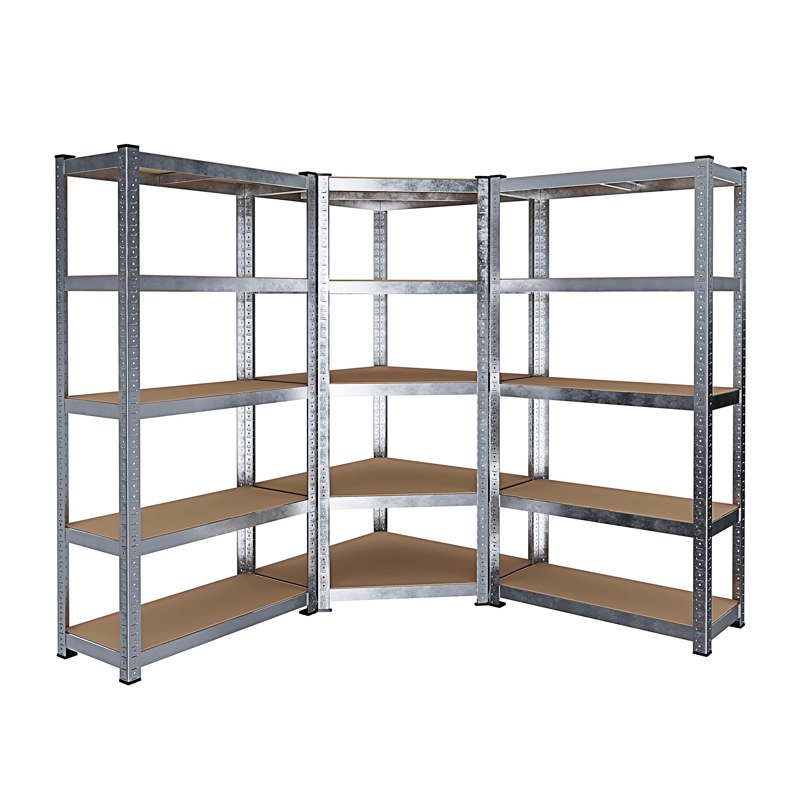 Scaffale Metallo E Legno MDF Ad Alta Portata Carico Pesante Fino a 875 kg 5 Ripiani Regolabili Garage Officina Cantina Capannone Magazzino Design Modulare 180 x 90 x 40 cm (1 Angolare + 2 Singoli)