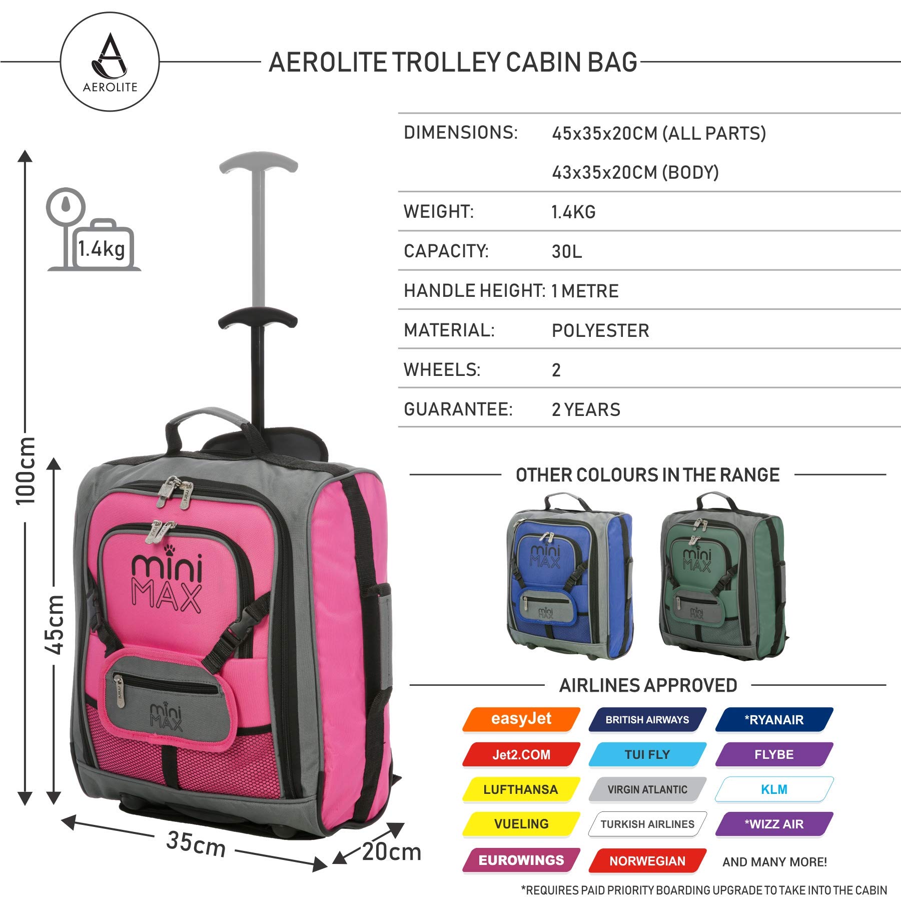MiniMAX Kids Childrens Carry On Hand 