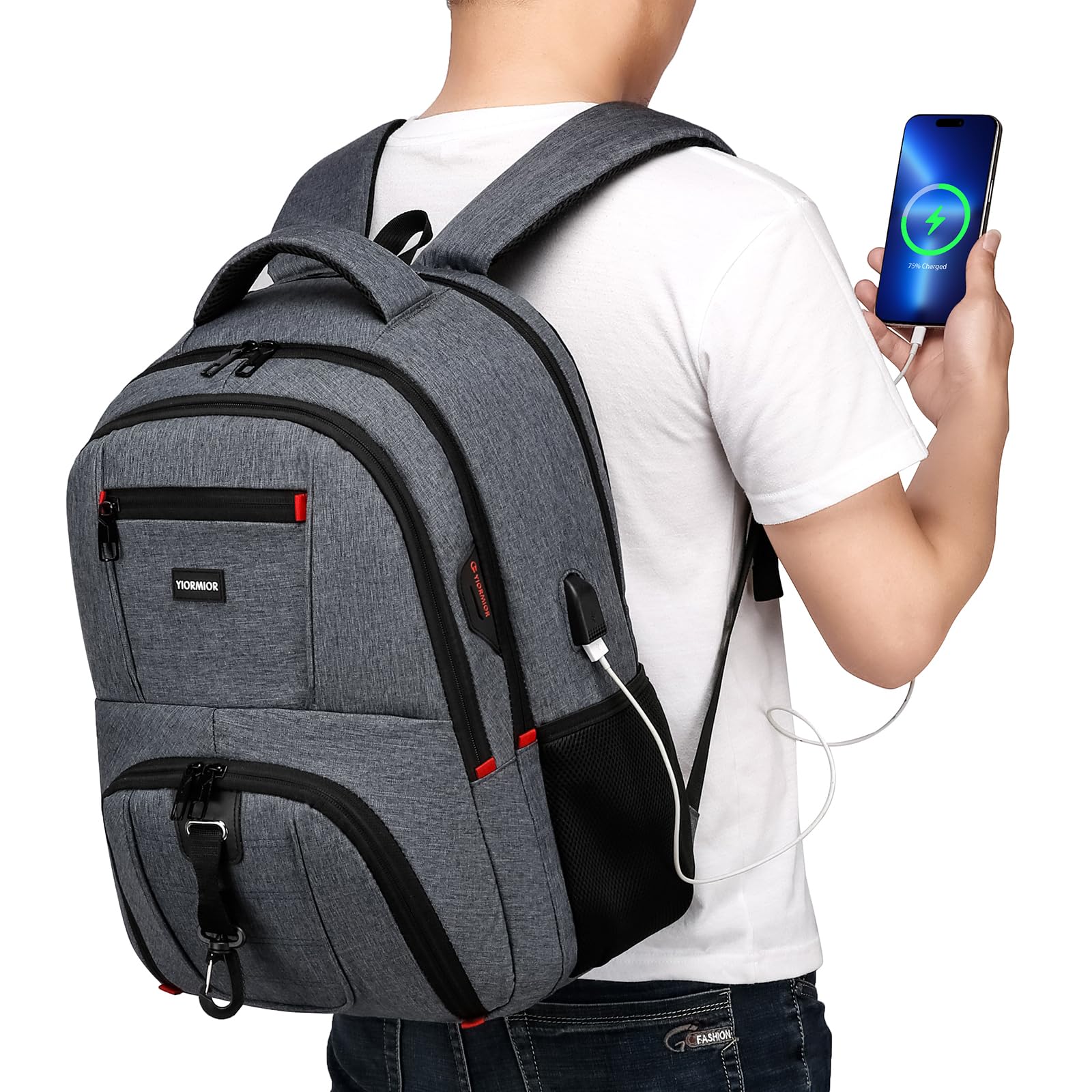 Zaino Scuola Superiore Media Università Uomo, Zaini per PC Portatili Uomo da 15.6 Pollici Con Porta Usb