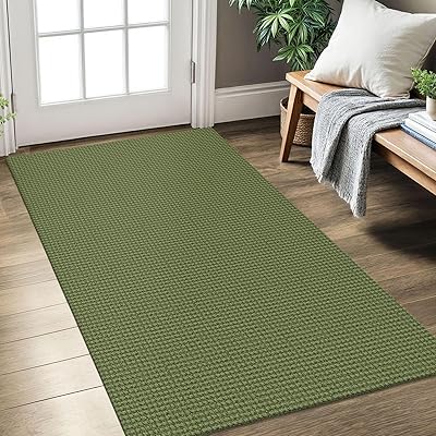 KOZYFLY Long Runners for Hallways 2x12 ft Washable Kitchen Runner Non Slip Rubber Backed Hallway Rugs Cotton Entryway Runner Rug Floor Carpet for Indoor Hall, Backdoor, Kitchen, Grey/Dark Grey