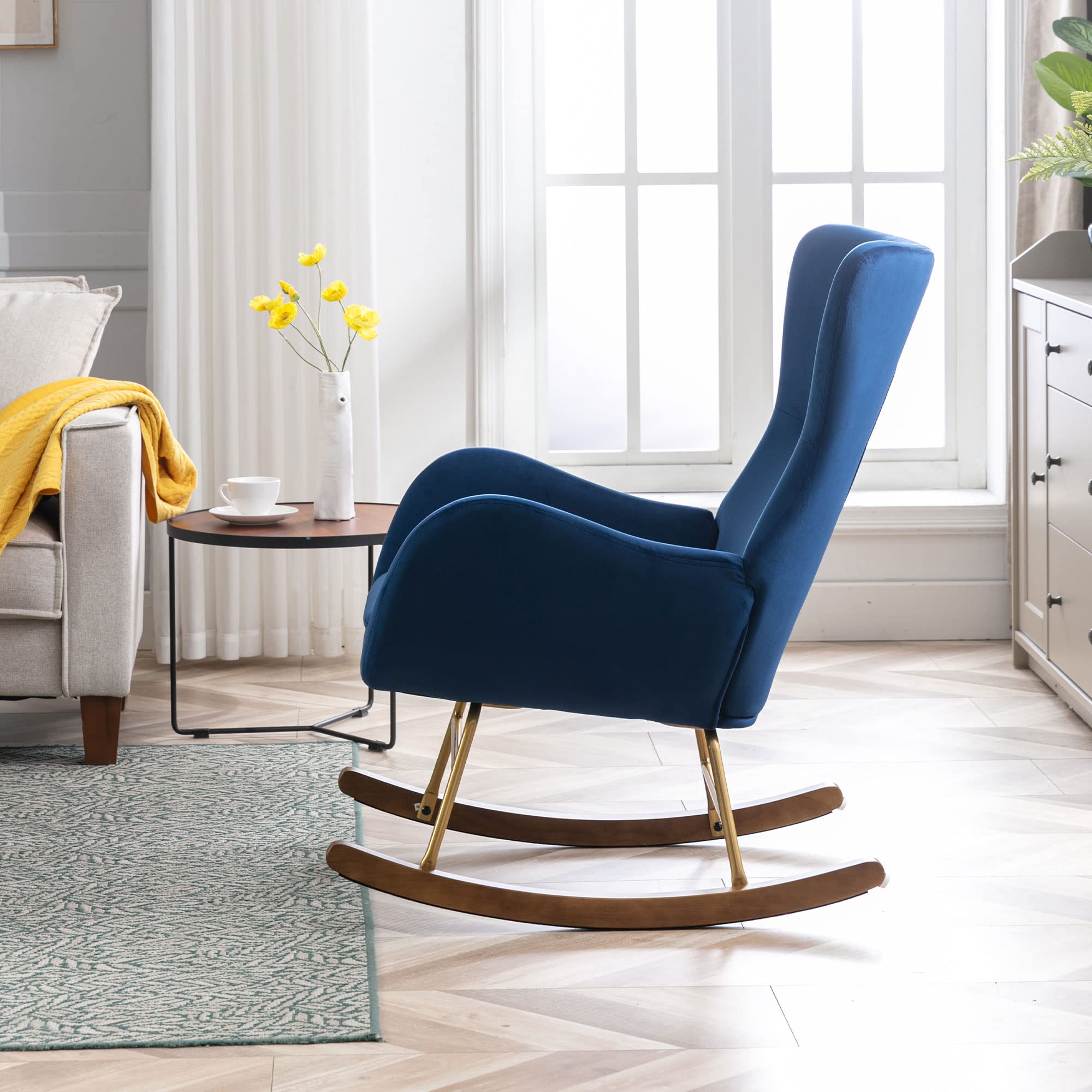 Nursery Chair Velvet Rocking Chair Nursery Glider With Wingback