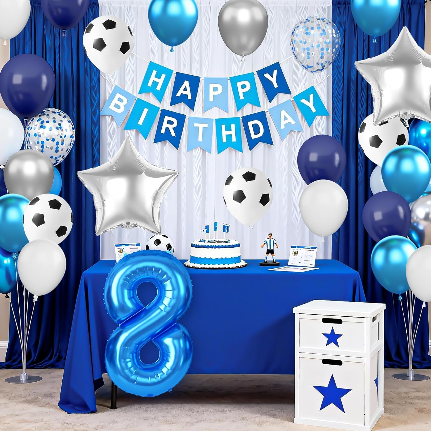 Soccer Birthday Party Decorations, 8thBirthday Decoration for Boys, Soccer Party Decorations Supplies with Happy Birthday Banner 32in Foil 8 Balloon for Boy Kid Men Sports Theme Party Decor - Image 5