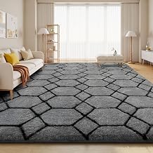 Sour Lemon Rugs Living Room 240x300cm, Line Grey Area Rugs for Bedroom