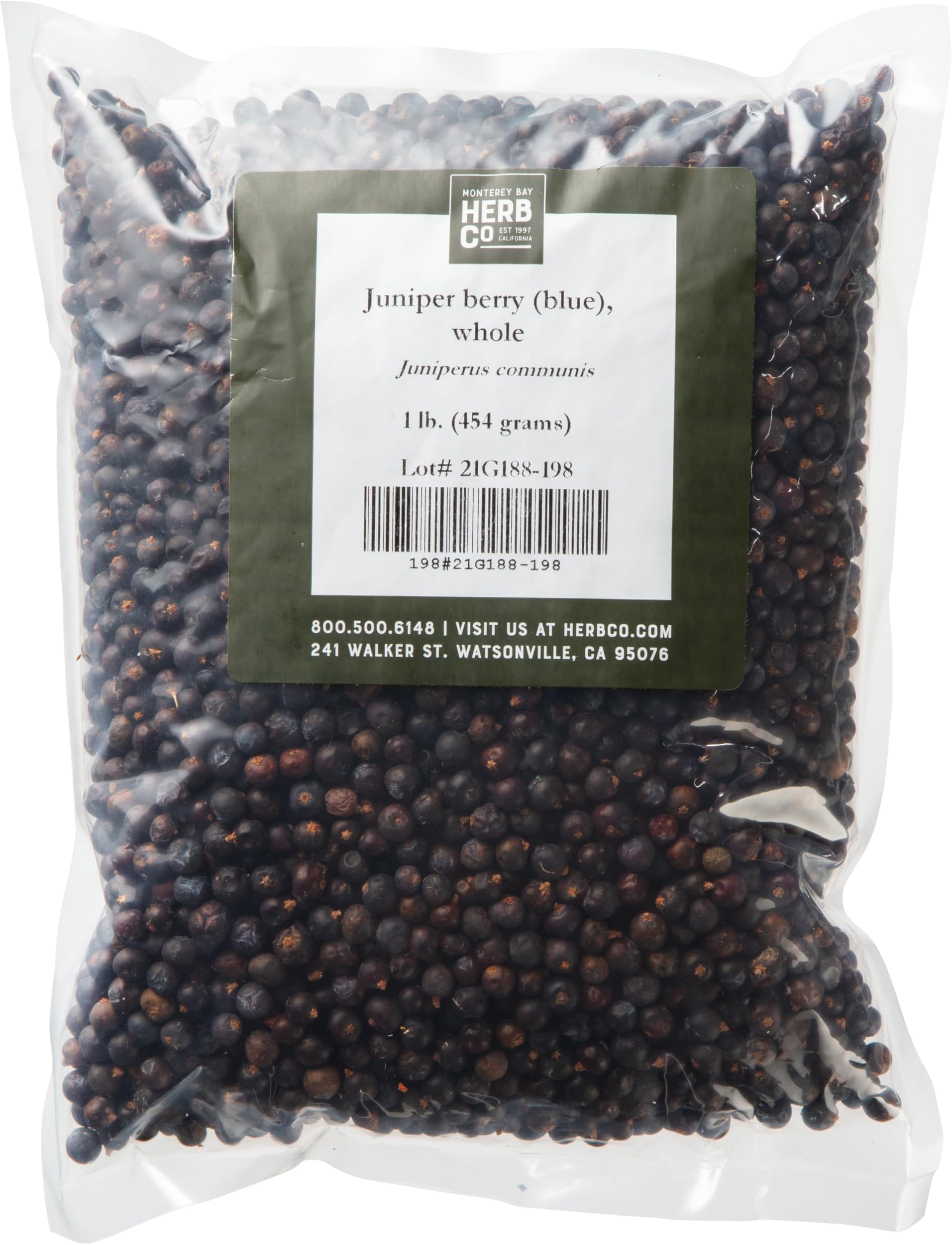 Juniper Berries Dried Whole, by Herb Co, Premium Culinary Spice for Cooking, Gin Making & Natural Infusions, Authentic Pine-Citrus Flavor, 1 lb
