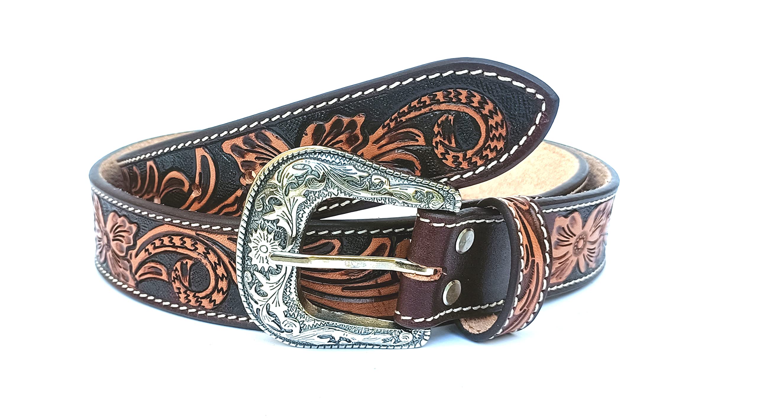 Affilare Western Genuine Leather Floral Belt For Men and Women 30WE006-34